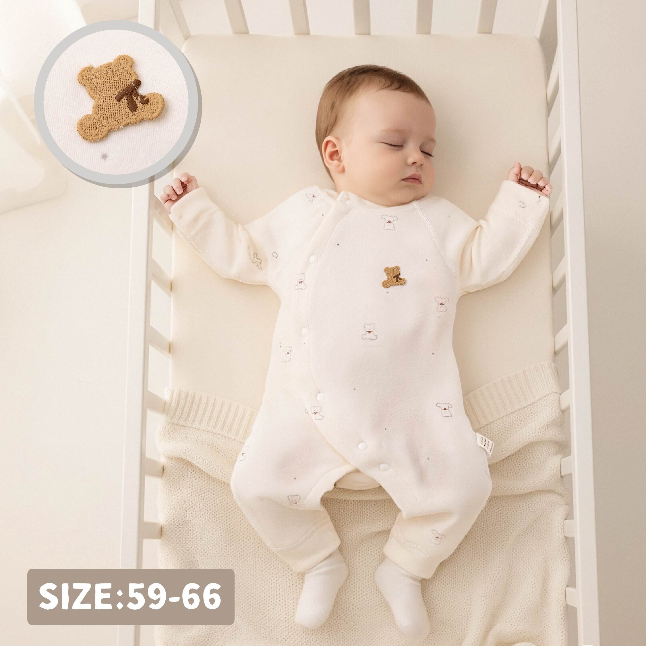 純淨系列【T3137】萌萌小熊刺繡布貼連身衣