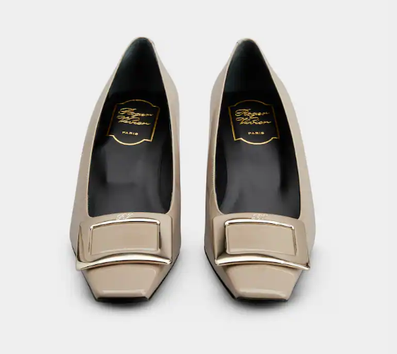 1FF0101-091 ROGER VIVIER Belle Vivier Pumps In Patent Leather Beige (SS26) #RVW00600920D1PC415 (S-EU-E)