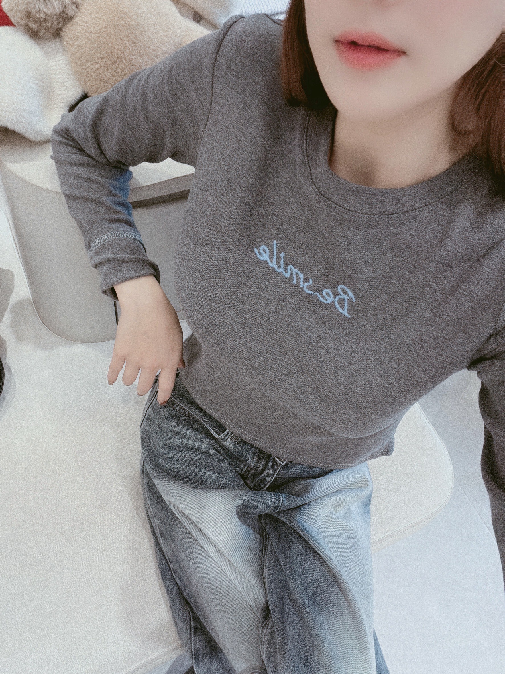 小字母內磨毛短版棉質衣