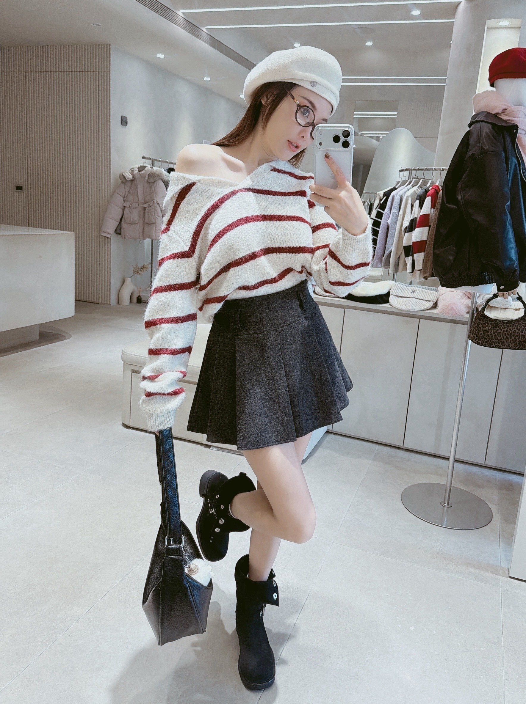 V領POLO條紋針織衣