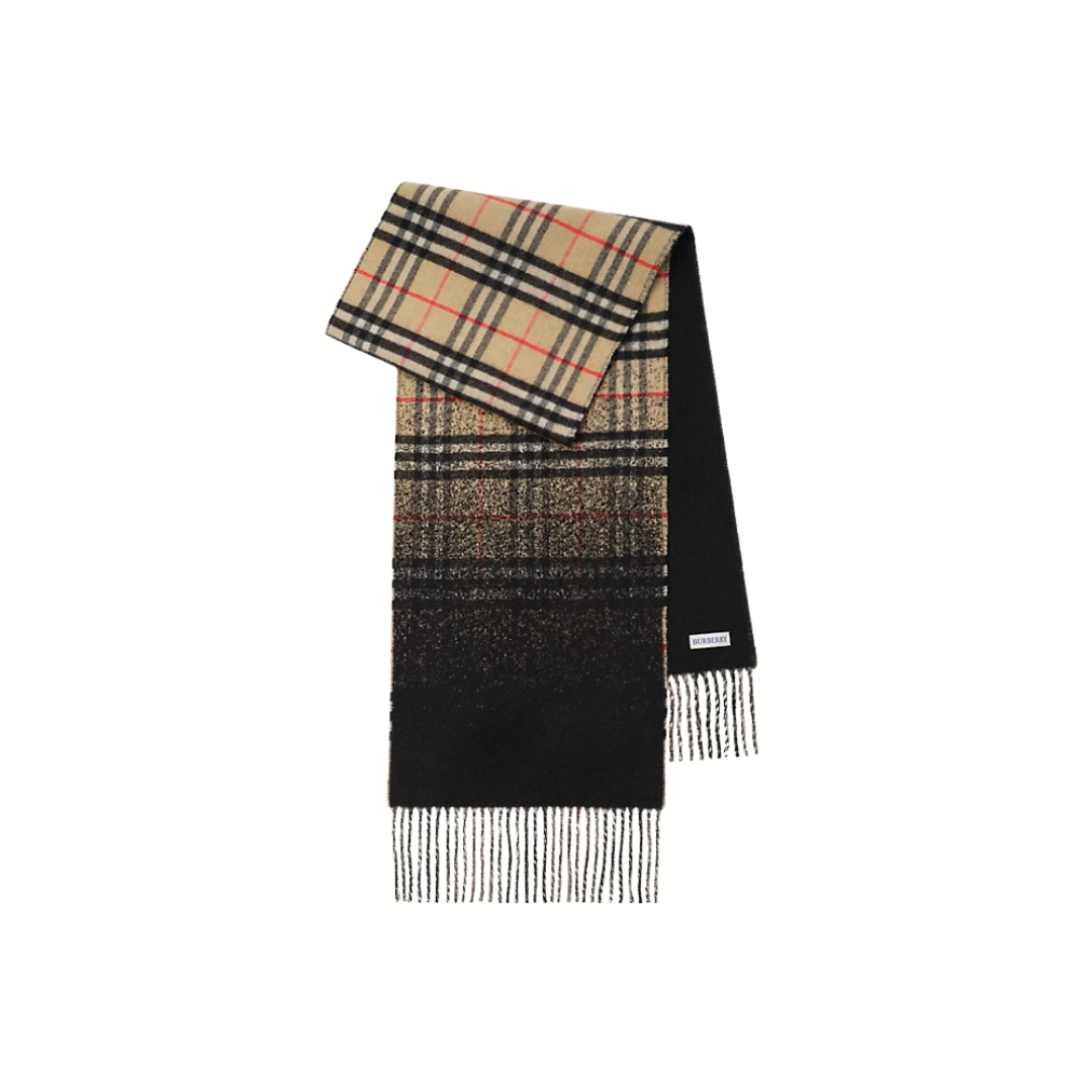 1FF0101-056 BURBERRY Gradient Check Cashmere Scarf Sand (SS26) #8117686 (F-EU-E)