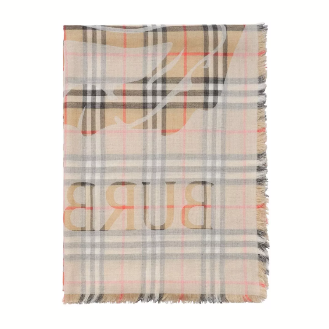 1FF0101-057 BURBERRY Wool and Silk Blend Scarf Sand (SS26) #8117905 (F-EU-E)