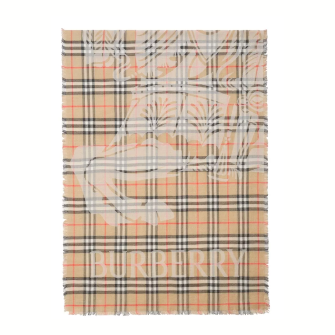 1FF0101-057 BURBERRY Wool and Silk Blend Scarf Sand (SS26) #8117905 (F-EU-E)