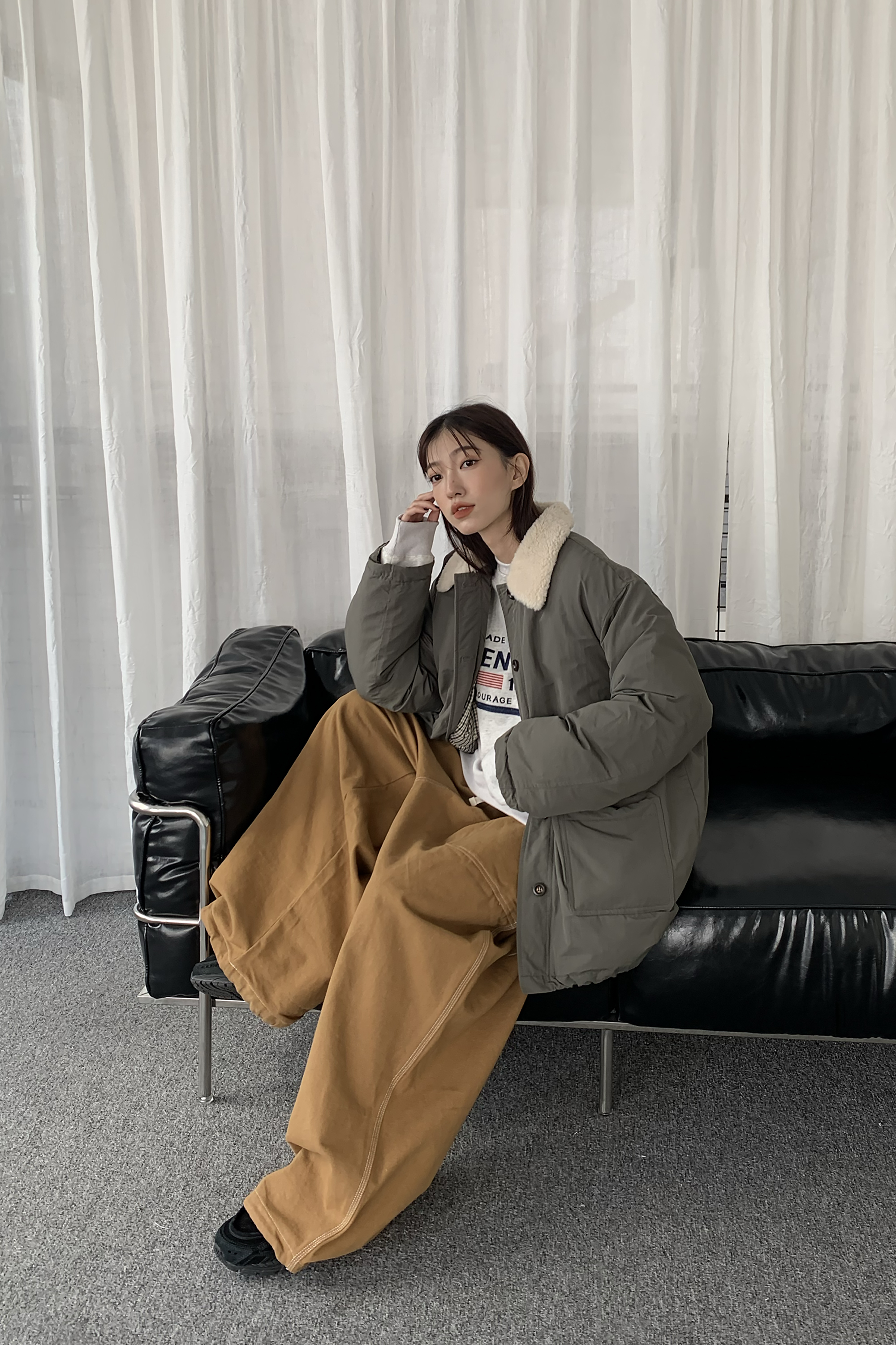 日感拼領50%羽絨外套 3色