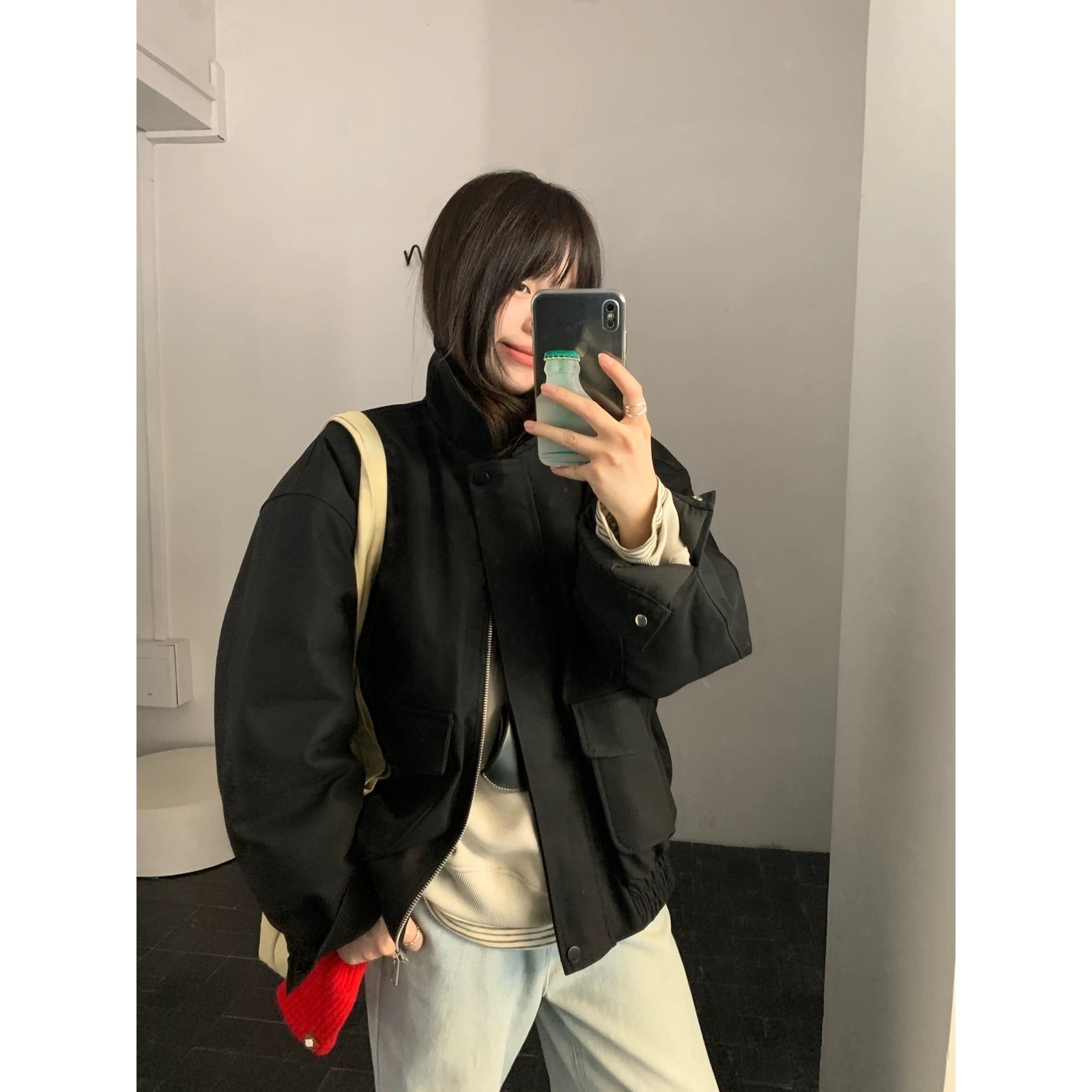 366 時髦鋪棉皮革外套