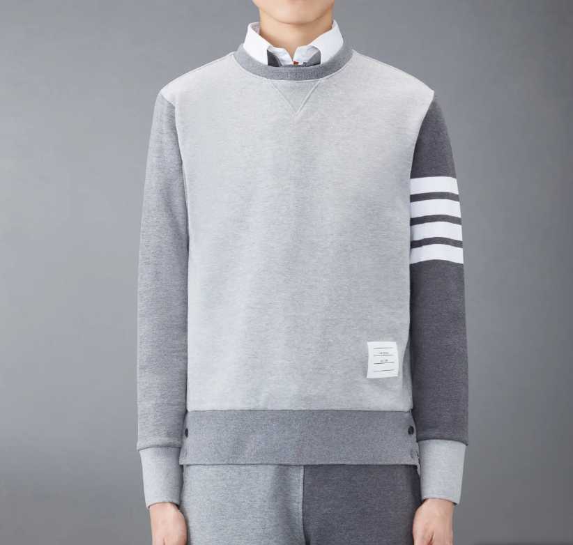 1FF0101-119 THOM BROWNE Funmix Classic Loopback 4-Bar Sweatshirt Tonal Grey (SS26) #FJT062F-00535-982 (C-EU-E)