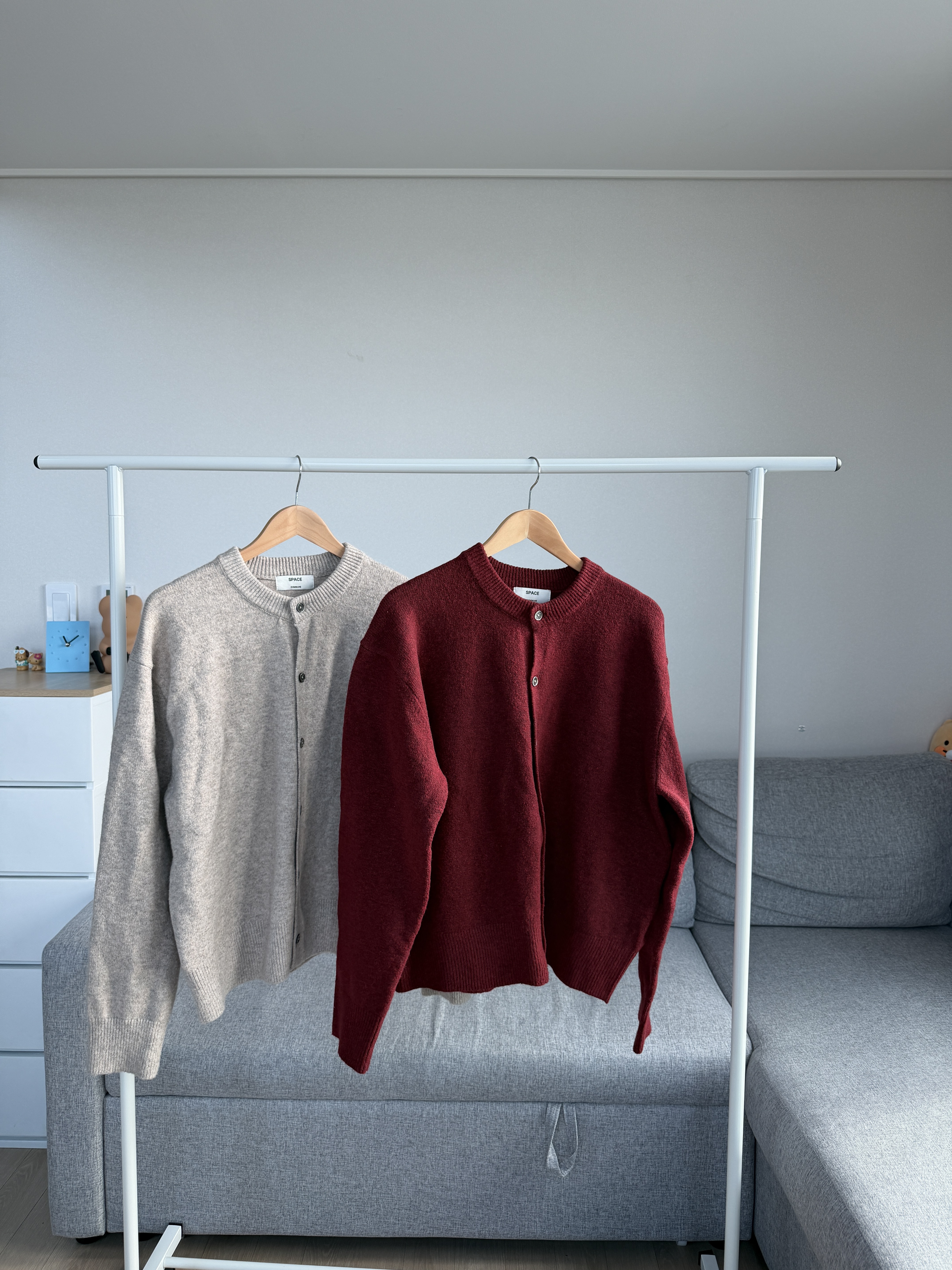 二手衣／SPACE 圓領鈕扣針織外套 紅色 9.5成新