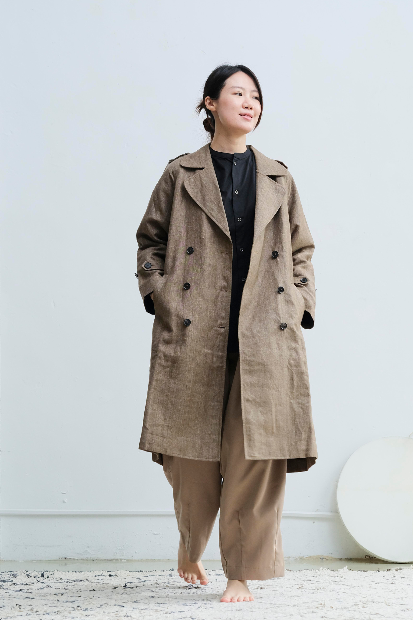 Ujeli 風衣外套 亞麻棕
