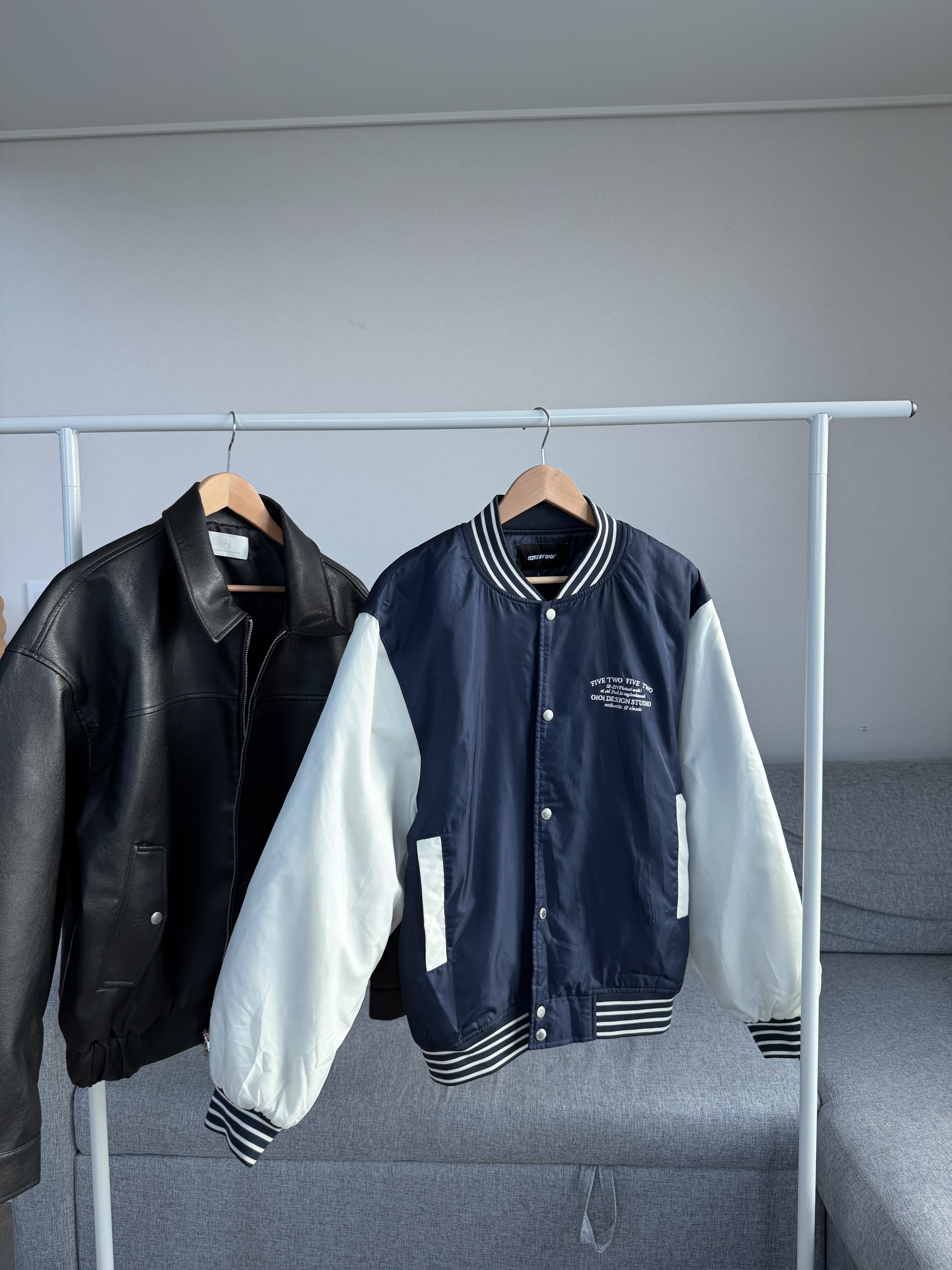 二手衣／韓國潮牌 OIOI 棒球外套 深藍色 9.8成新