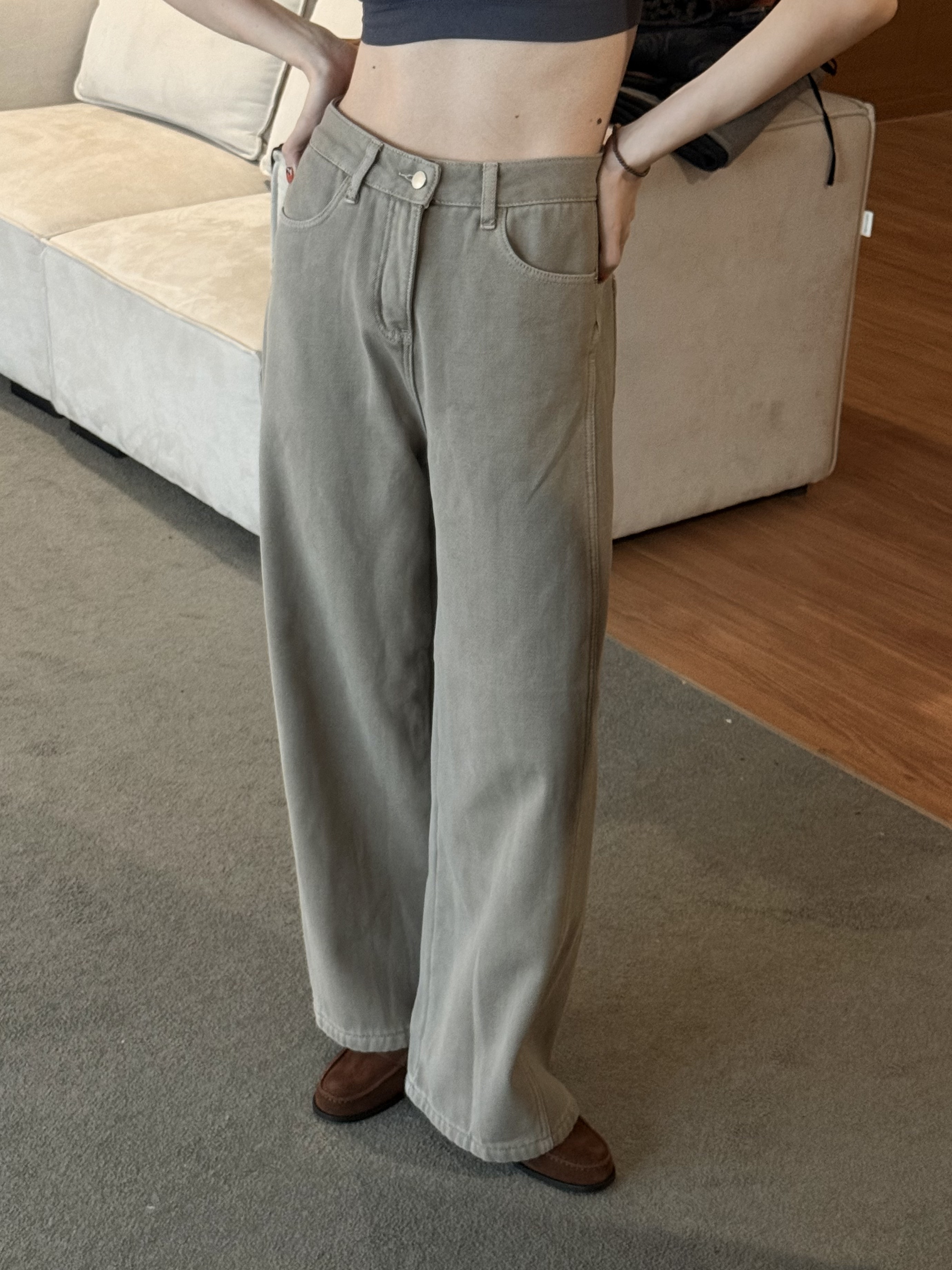 人生必收內刷法蘭絨彎刀褲/2色3碼/奶灰刷深灰