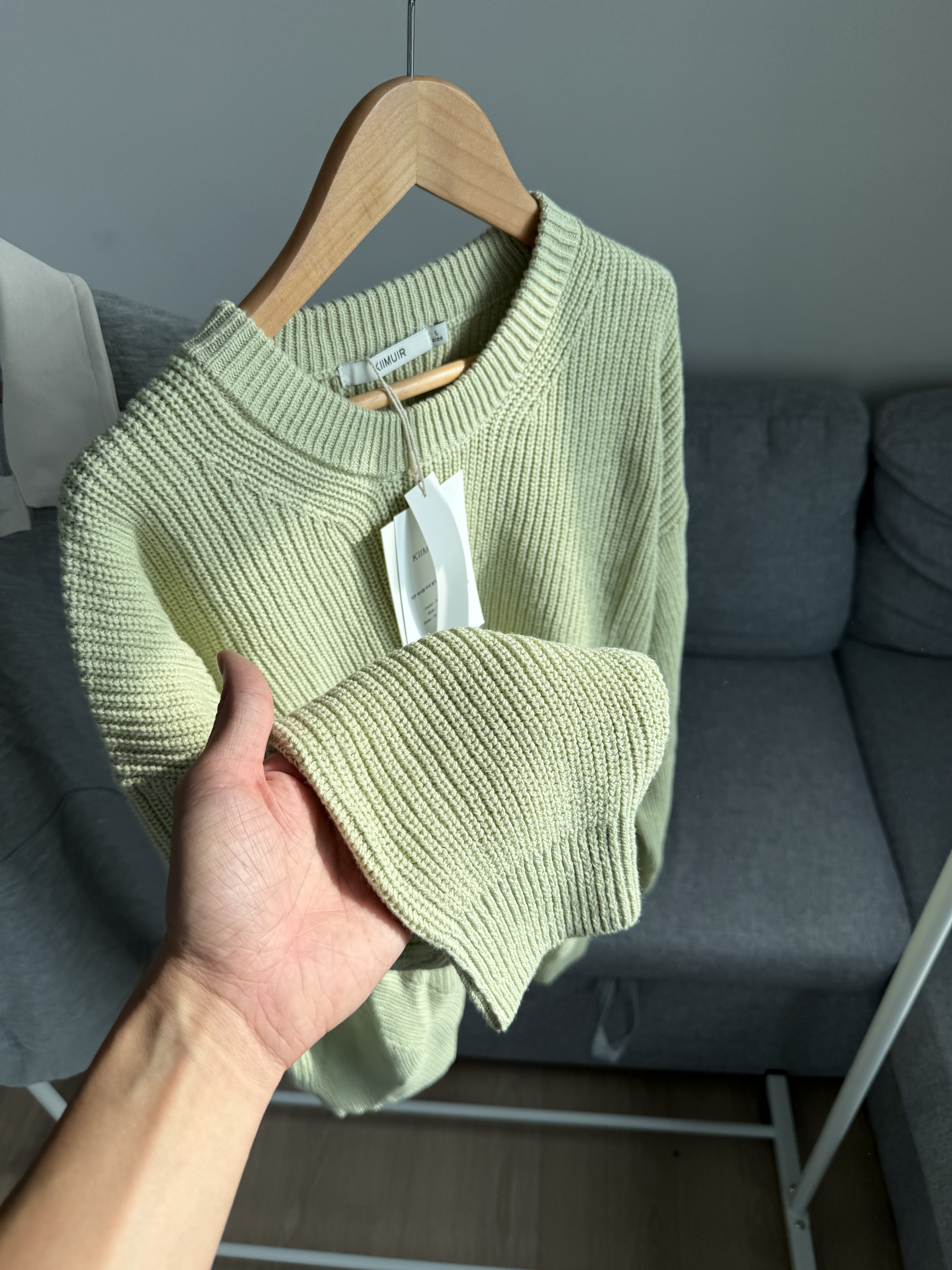 二手衣／韓國潮牌 KIIMUIR 針織毛衣 牛奶綠色 全新