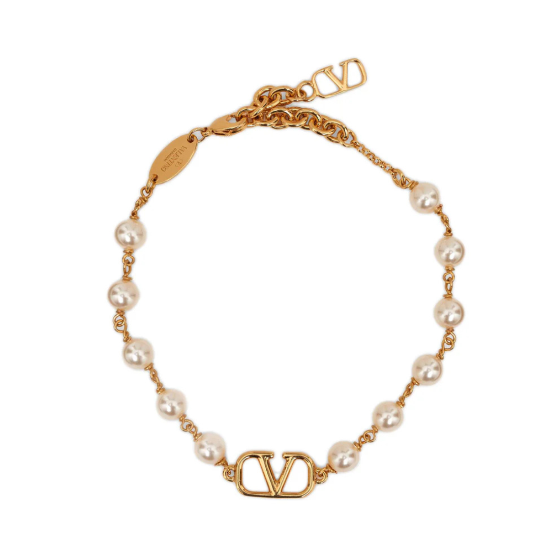 1FF0101-149 VALENTINO GARAVANI Vlogo Signature Bracelet With Pearls Gold (SS26) #8W2J0G16UXM.23R (A-EU-E)