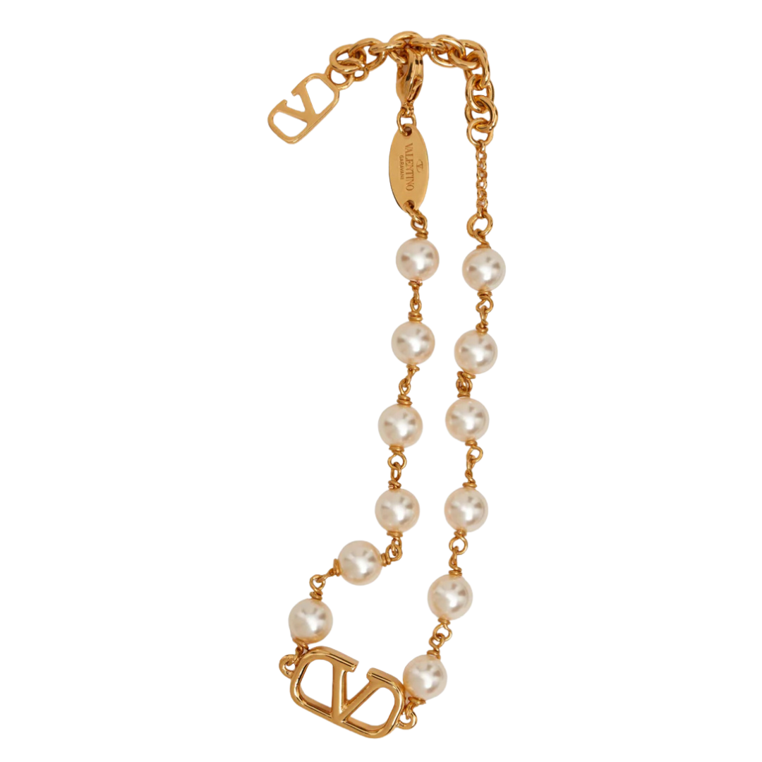 1FF0101-149 VALENTINO GARAVANI Vlogo Signature Bracelet With Pearls Gold (SS26) #8W2J0G16UXM.23R (A-EU-E)