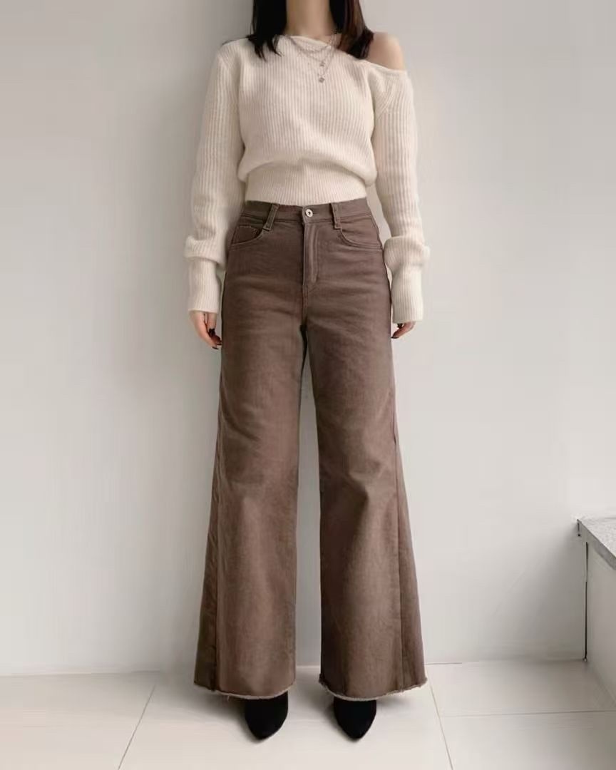 264 正韓內磨毛顯瘦寬褲