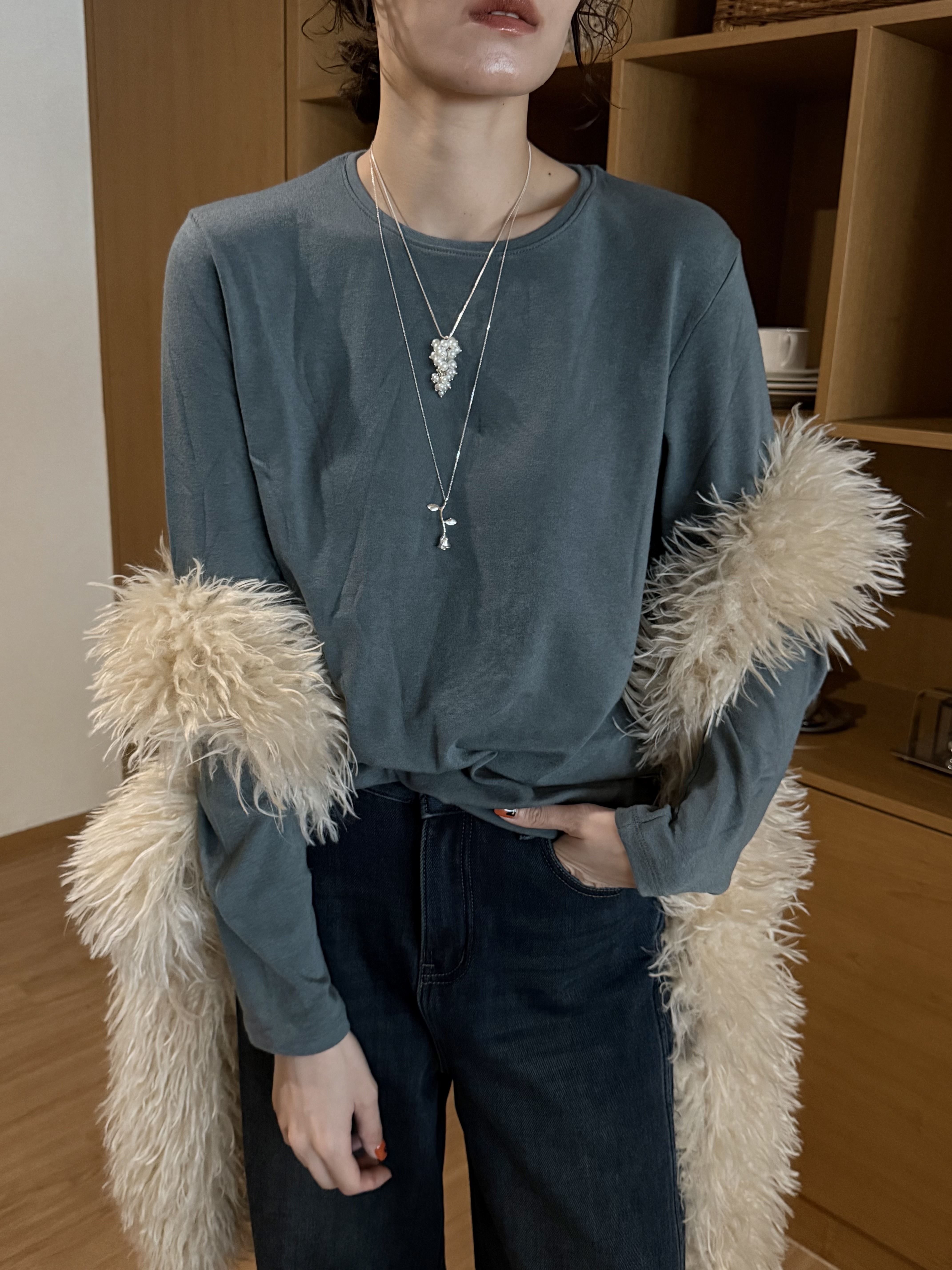 超級爆推!!!一級戰區羊毛天絲圓領衣/8色均碼/湖水藍綠