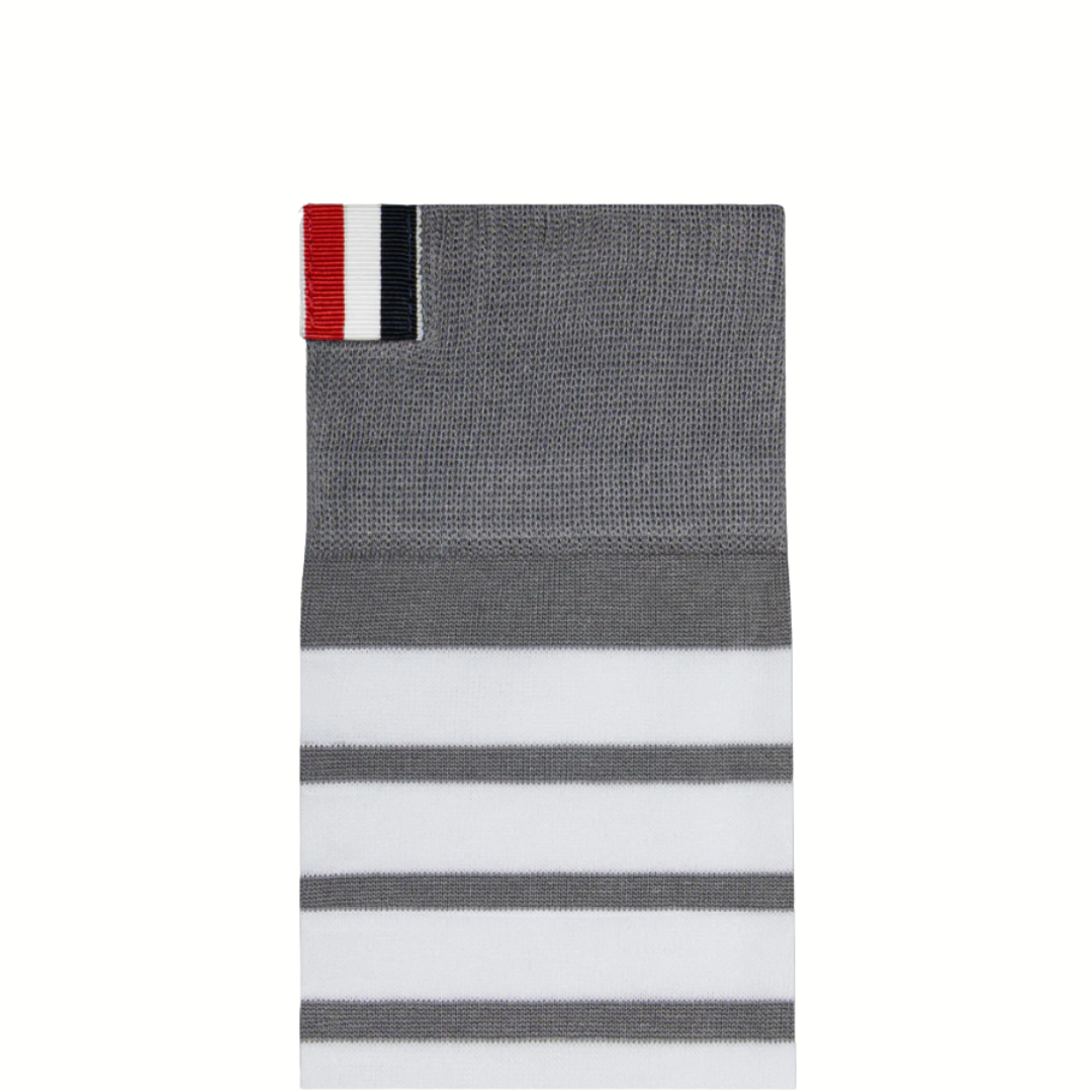 1FF0101-122 THOM BROWNE Cotton 4-Bar Mid Calf Socks Med Grey (SS26) #MAS023B-01690-035 (C-EU-E)