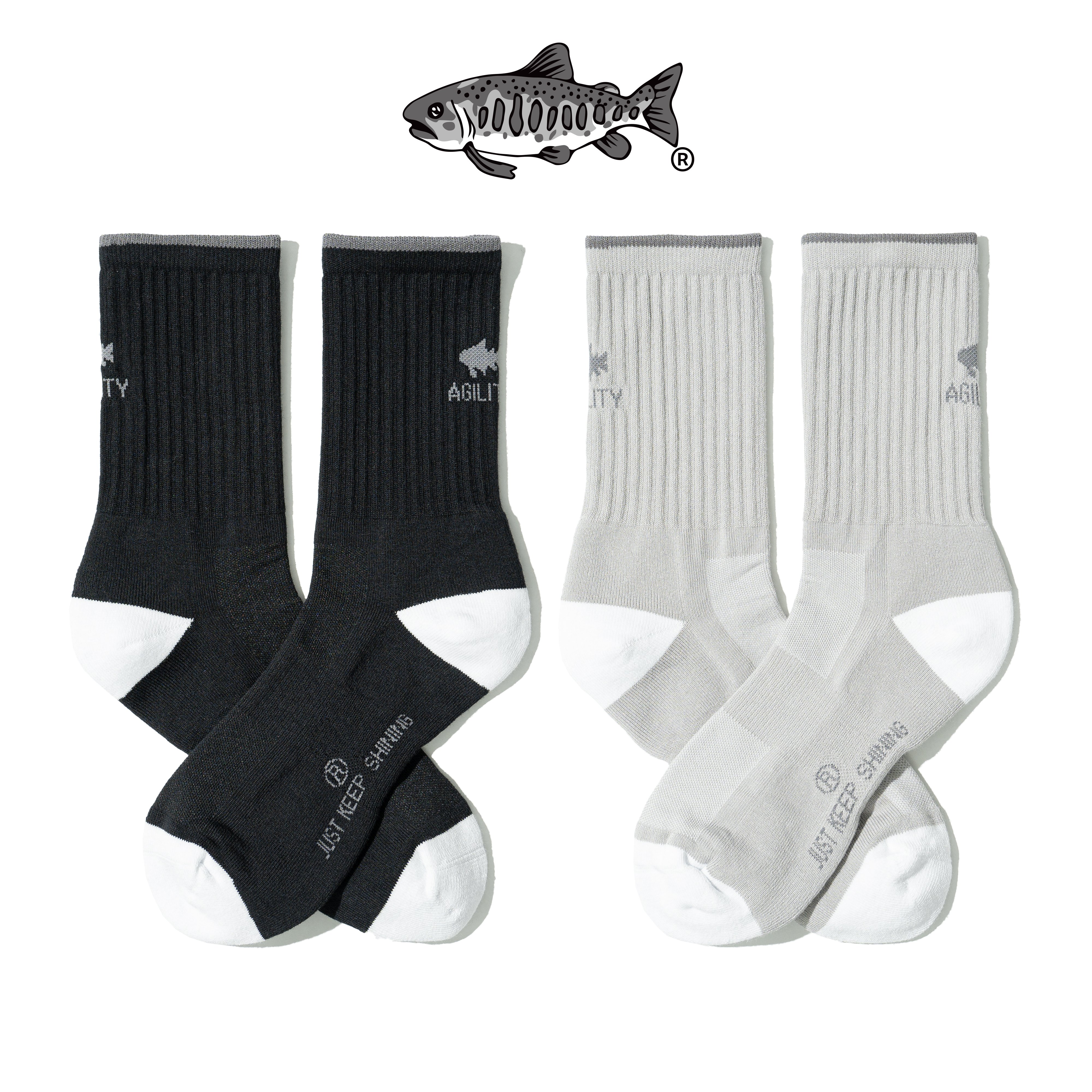 AGILITY Shadow Striped Ribbed Socks 魚影 雙色條紋 長襪 [SC90]