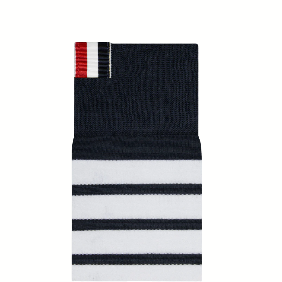 1FF0101-123 THOM BROWNE Cotton 4-Bar Mid Calf Socks Navy (SS26) #MAS023B-01690-415 (C-EU-E)