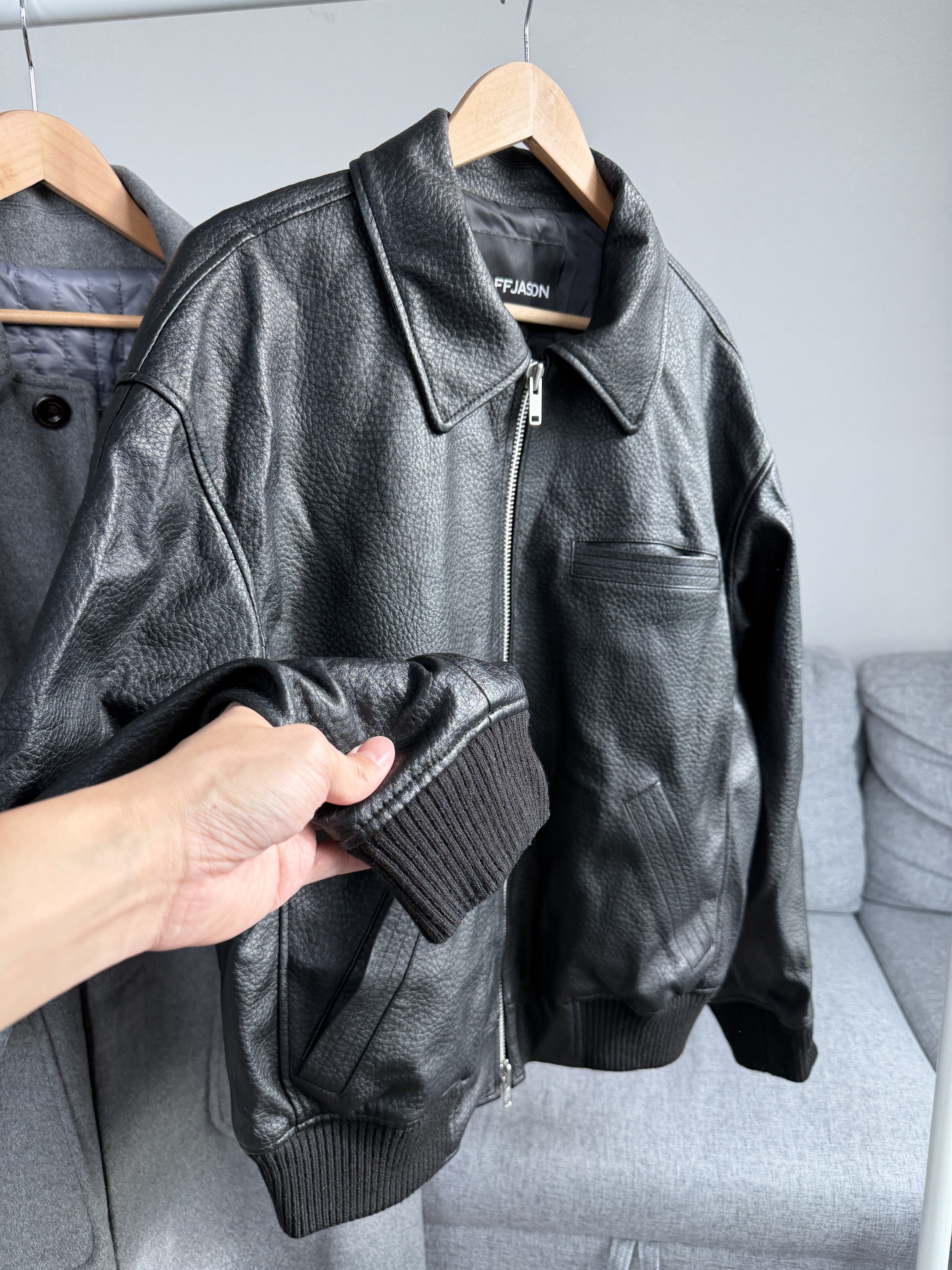 二手衣／韓國潮牌 DOFFJASON 皮革外套 黑色 9.5成新