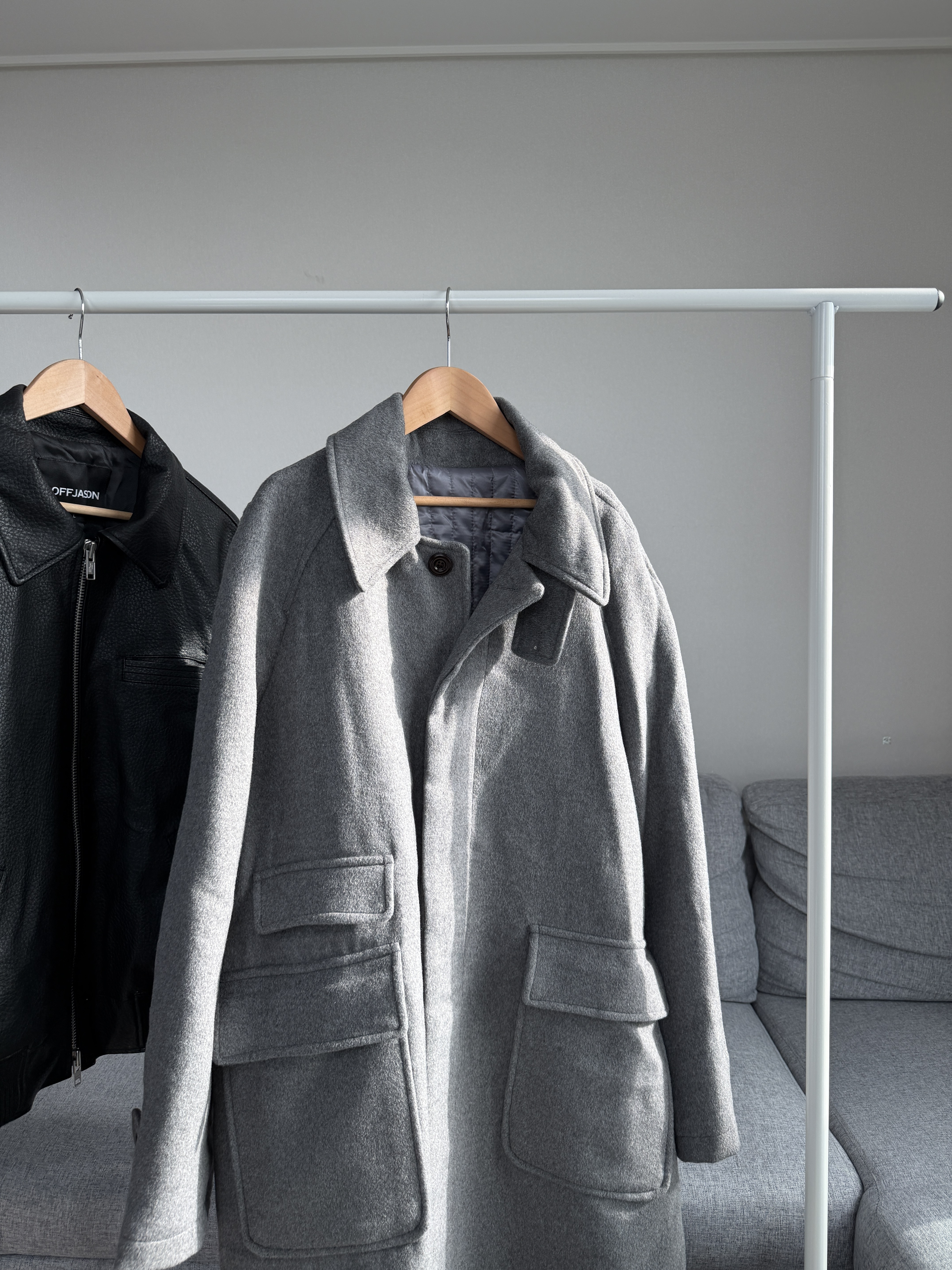 二手衣／韓牌 多口袋質感韓系大衣 灰色 9.5成新