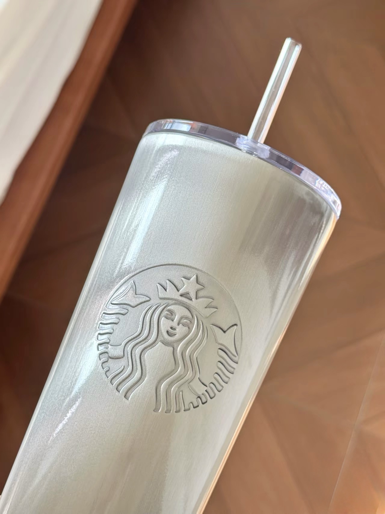 KTQ STORE ‧  STARBUCKS 星巴克 貓眼漸變灰白吸管杯 不銹鋼 保溫杯 隨行杯 790ML