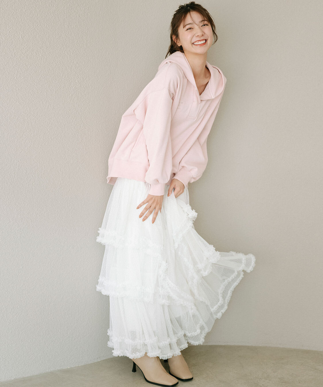 [預購] COCO DEAL 圓點薄紗層次喇叭裙