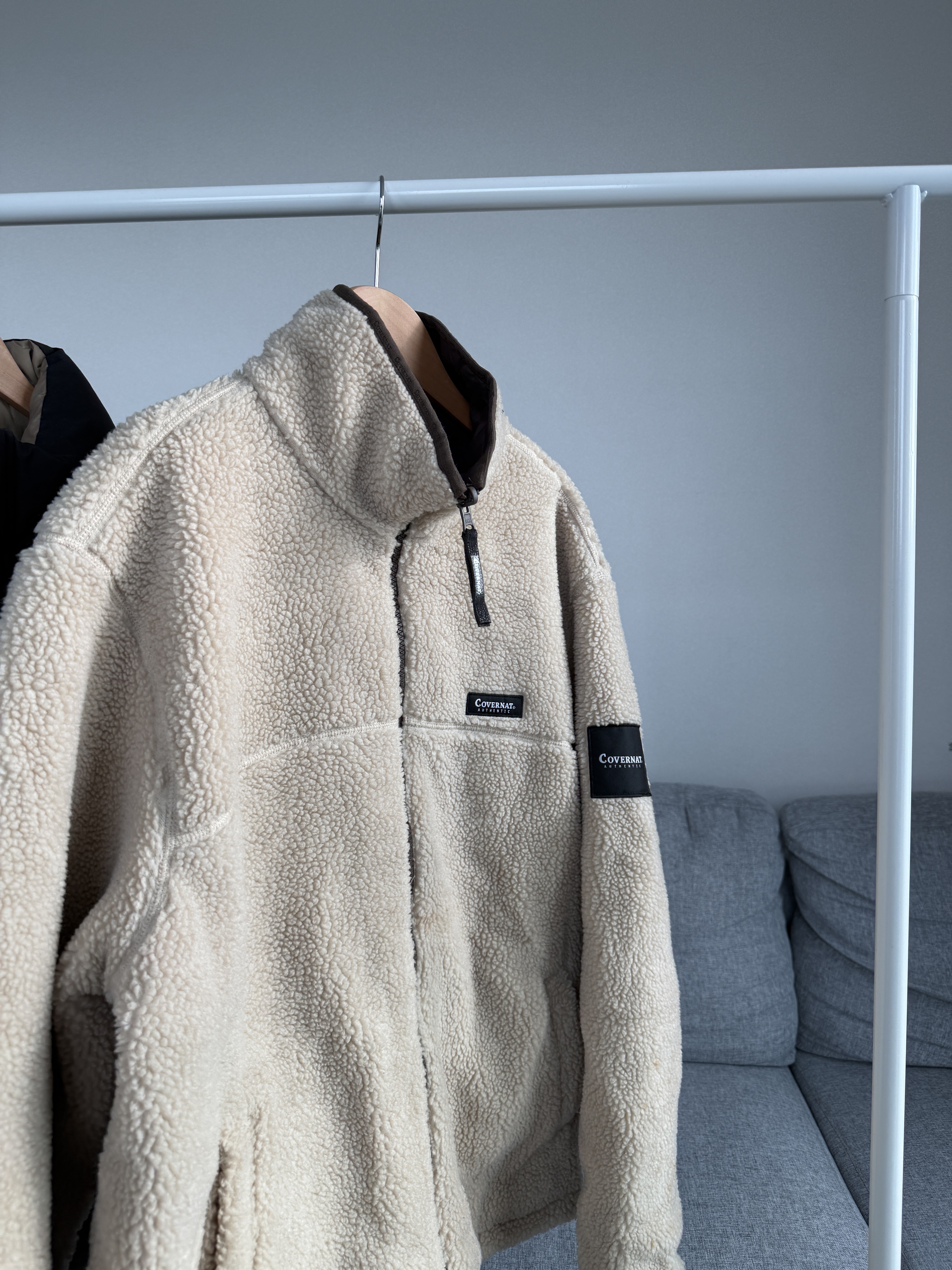 二手衣／韓國潮牌 COVERNAT  小羊羔毛蓬蓬外套 杏色 9.5成新