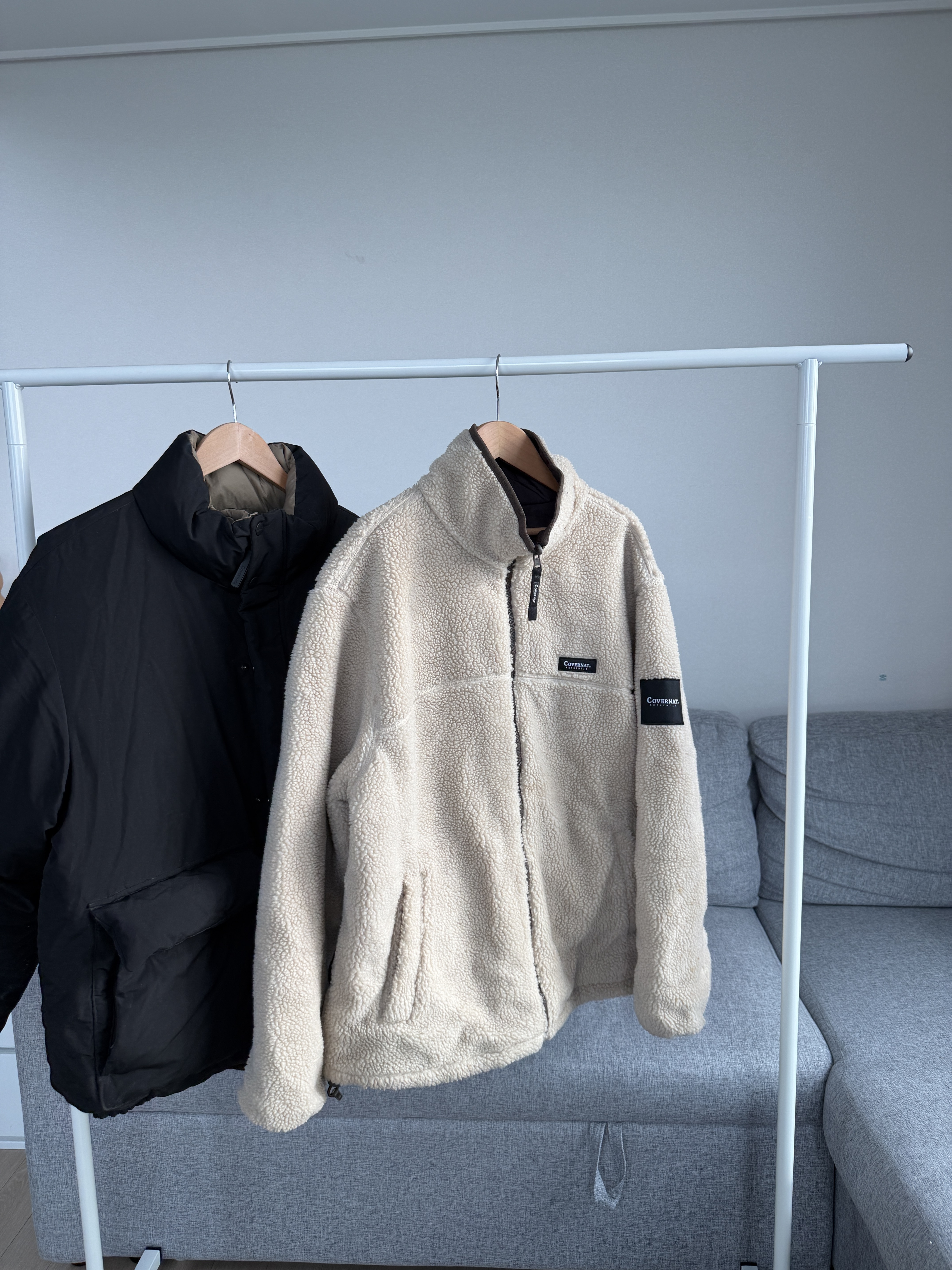 二手衣／韓國潮牌 COVERNAT  小羊羔毛蓬蓬外套 杏色 9.5成新