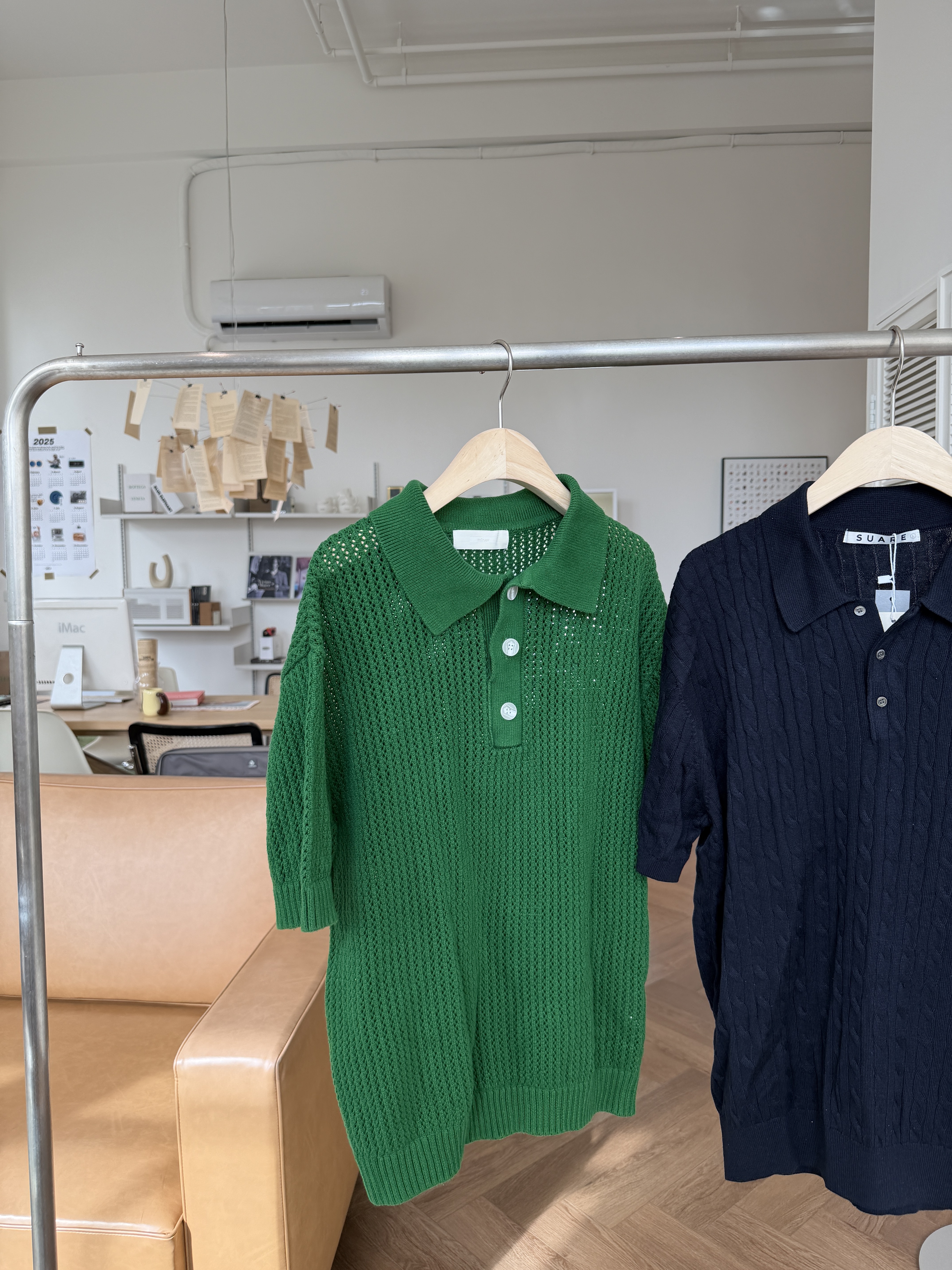 二手衣／東大門 外搭洞洞針織上衣 綠色 9.5成新