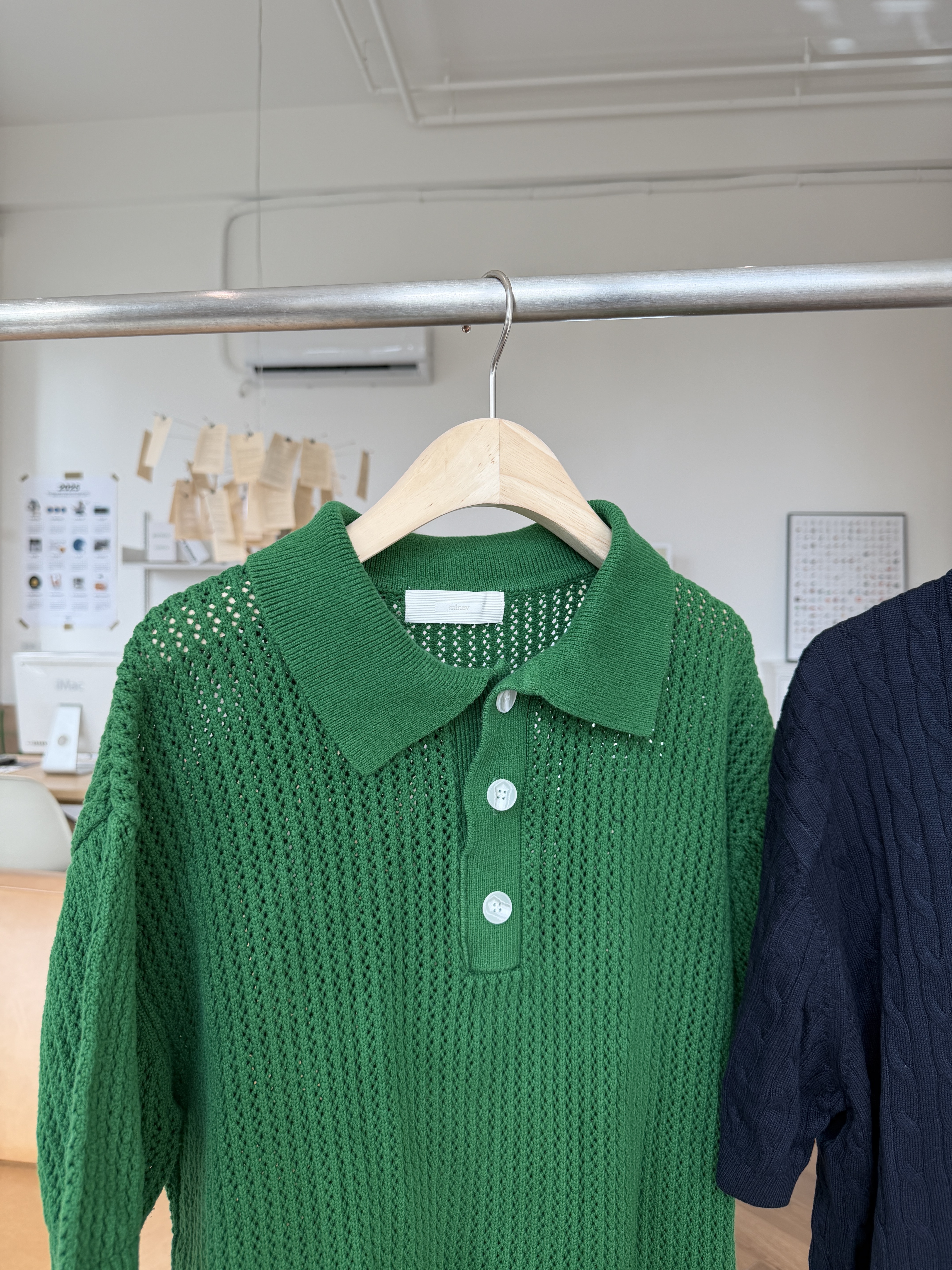 二手衣／東大門 外搭洞洞針織上衣 綠色 9.5成新