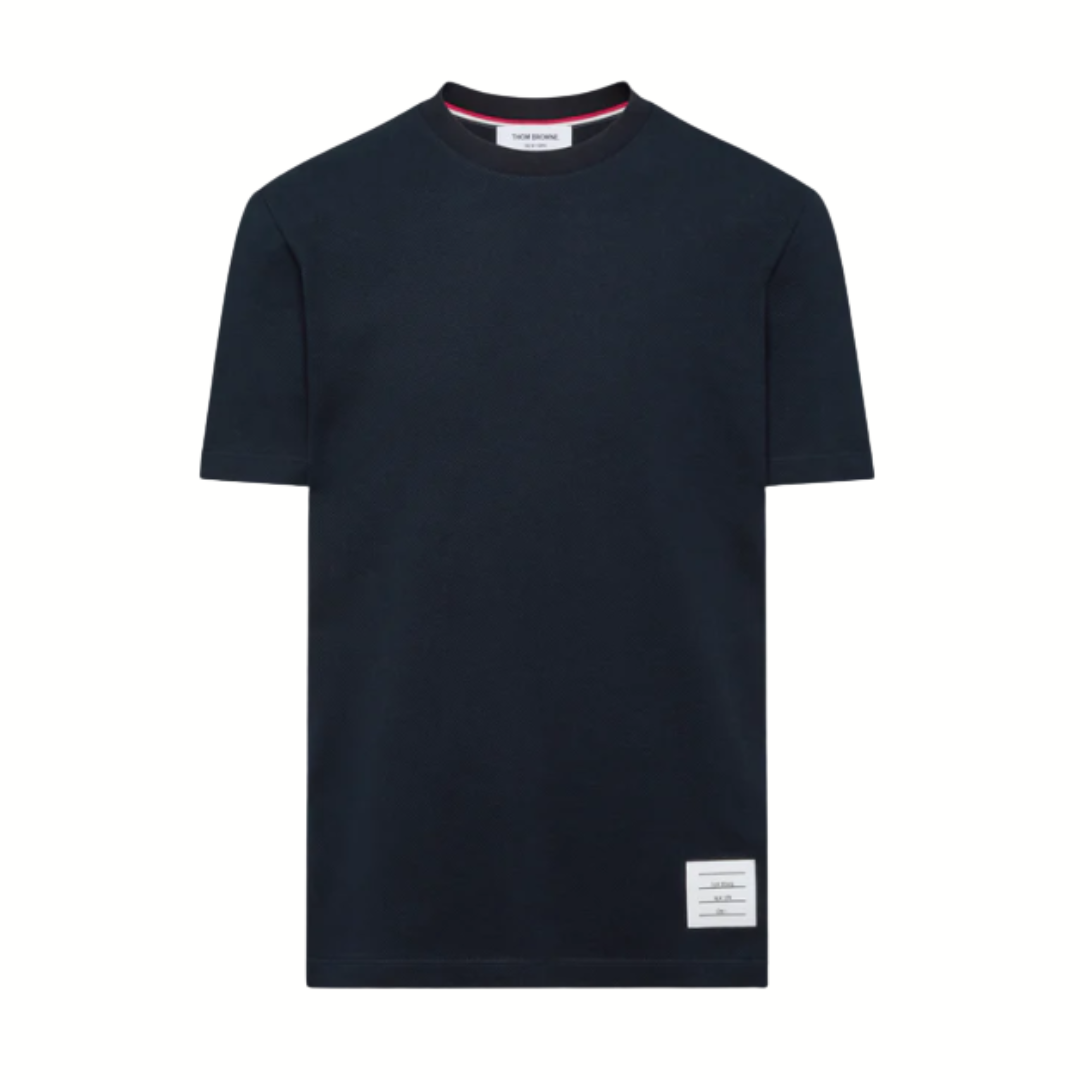 1FF0101-124 THOM BROWNE Classic Pique 4-Bar Tee Navy (SS26) #MJS123A-00050-415 (C-EU-E)