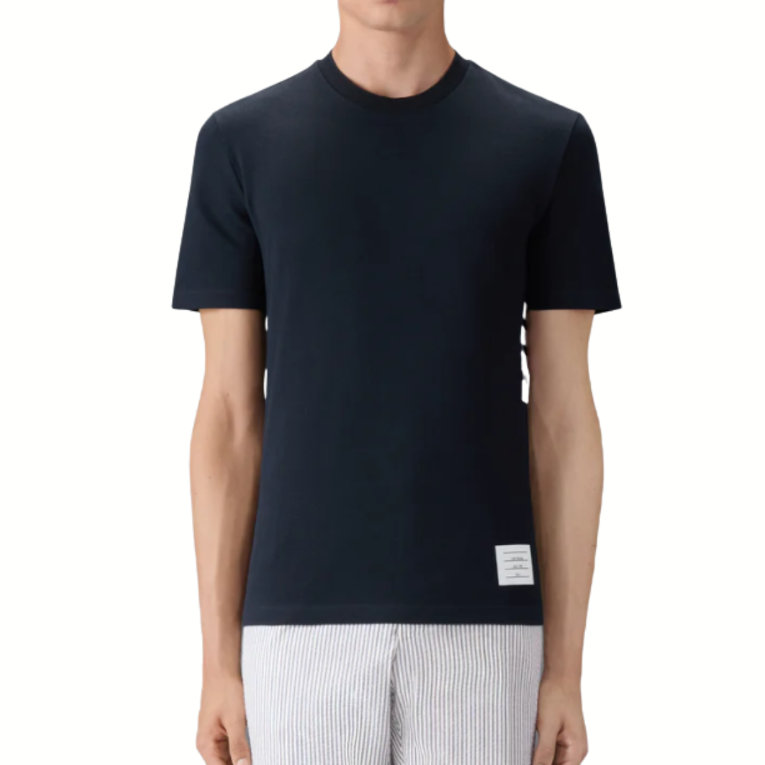 1FF0101-124 THOM BROWNE Classic Pique 4-Bar Tee Navy (SS26) #MJS123A-00050-415 (C-EU-E)