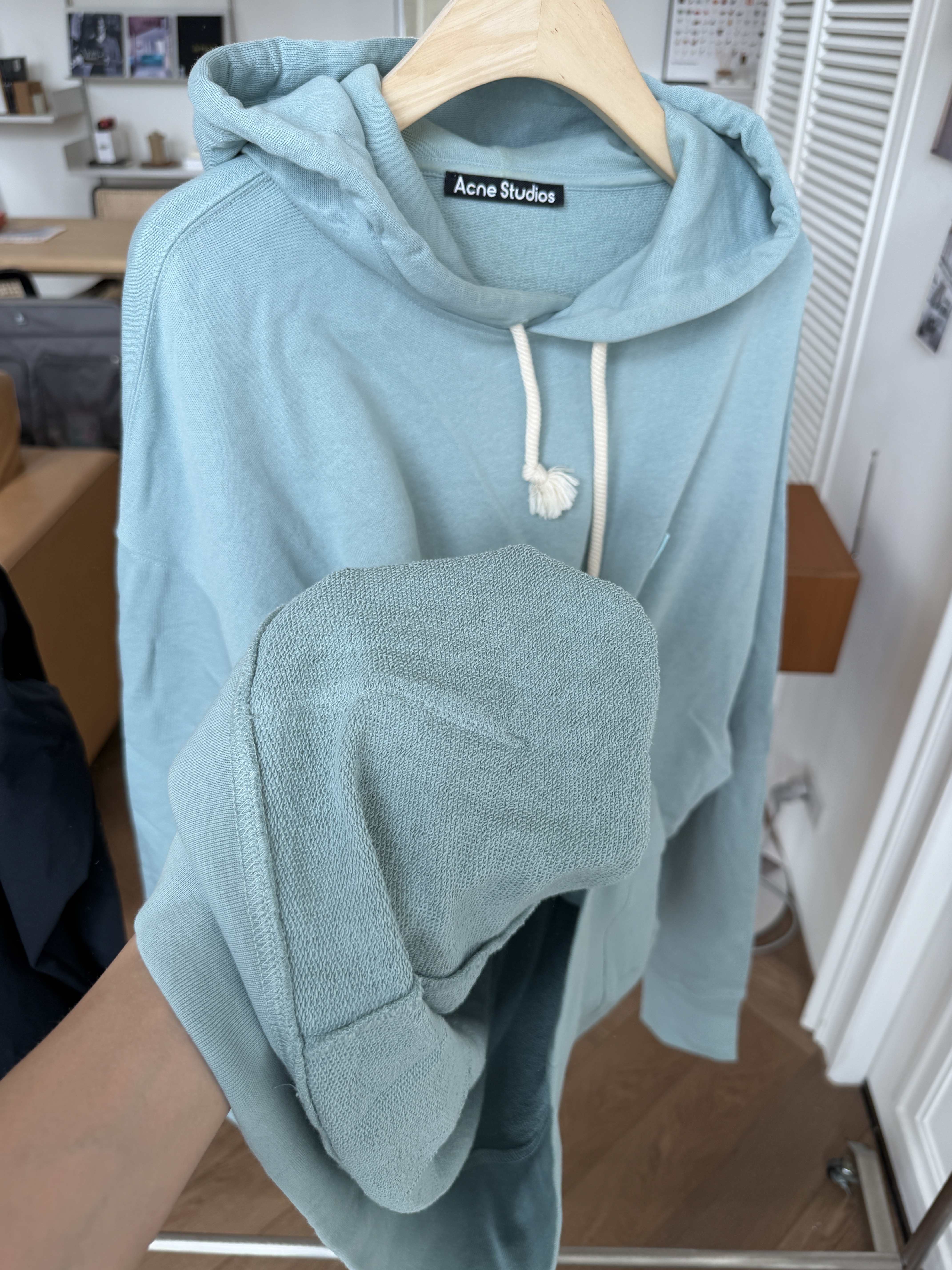 二手衣／Acne Studios LOGO連帽寬鬆上衣 藍色 9.5成新