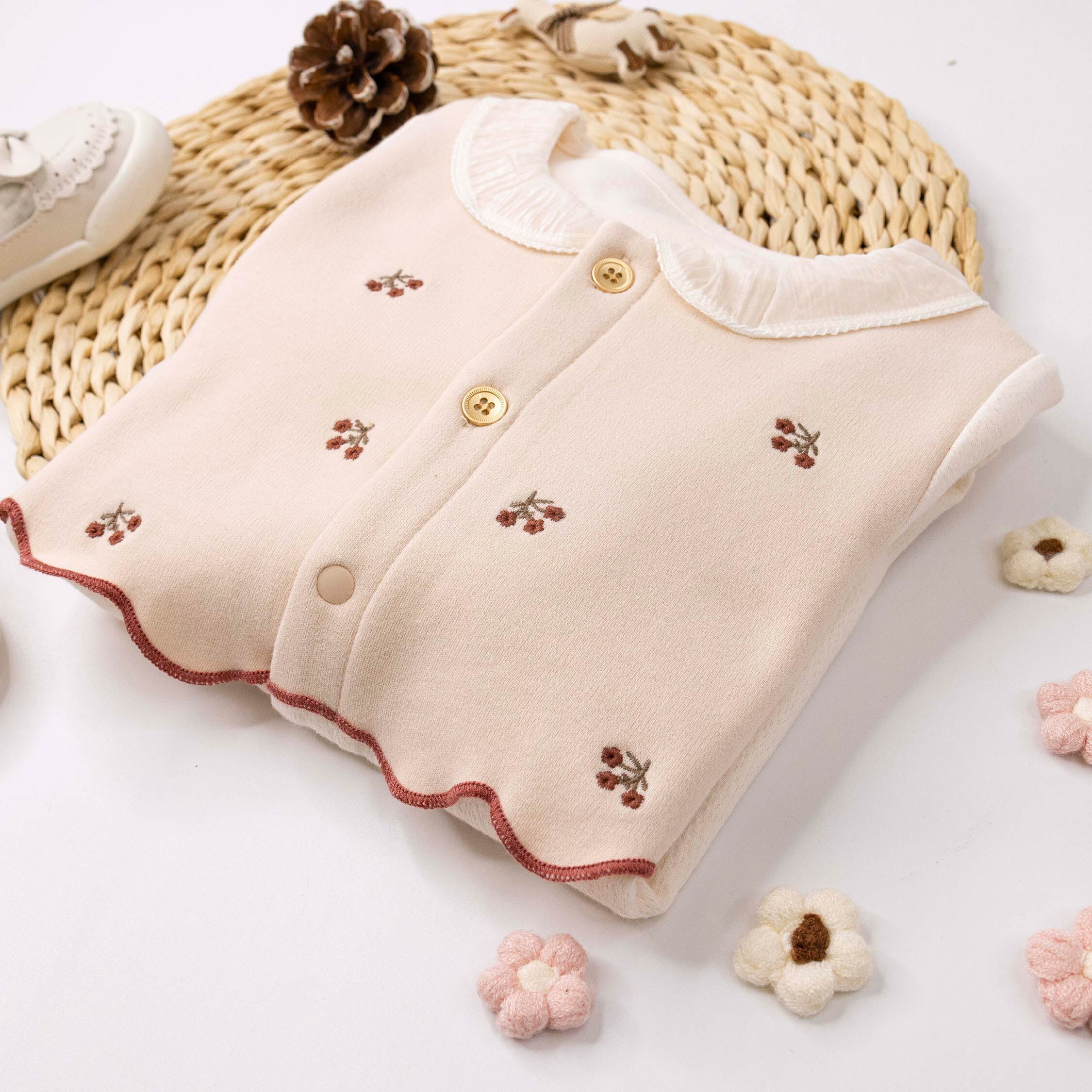 純淨系列【T3116】氣質小花假兩件連身衣