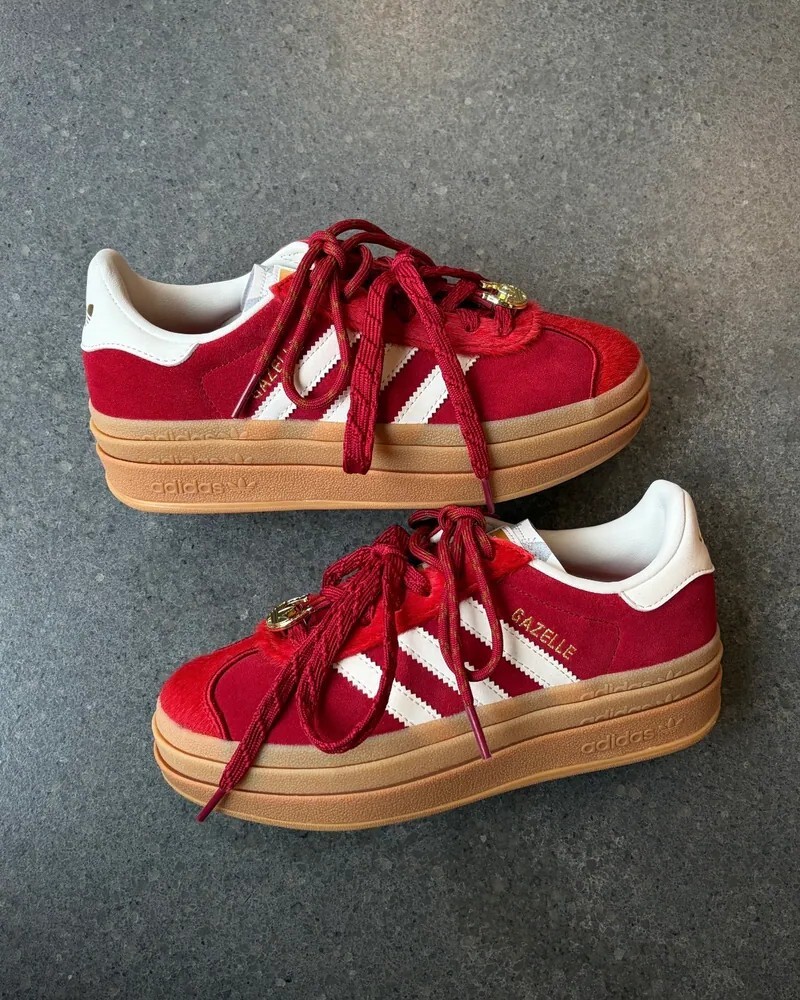 KTQ STORE ‧ Adidas Gazelle Bold 2026年 馬年限定 紅色  馬毛厚底 增高 焦糖底 女鞋 KJ4293