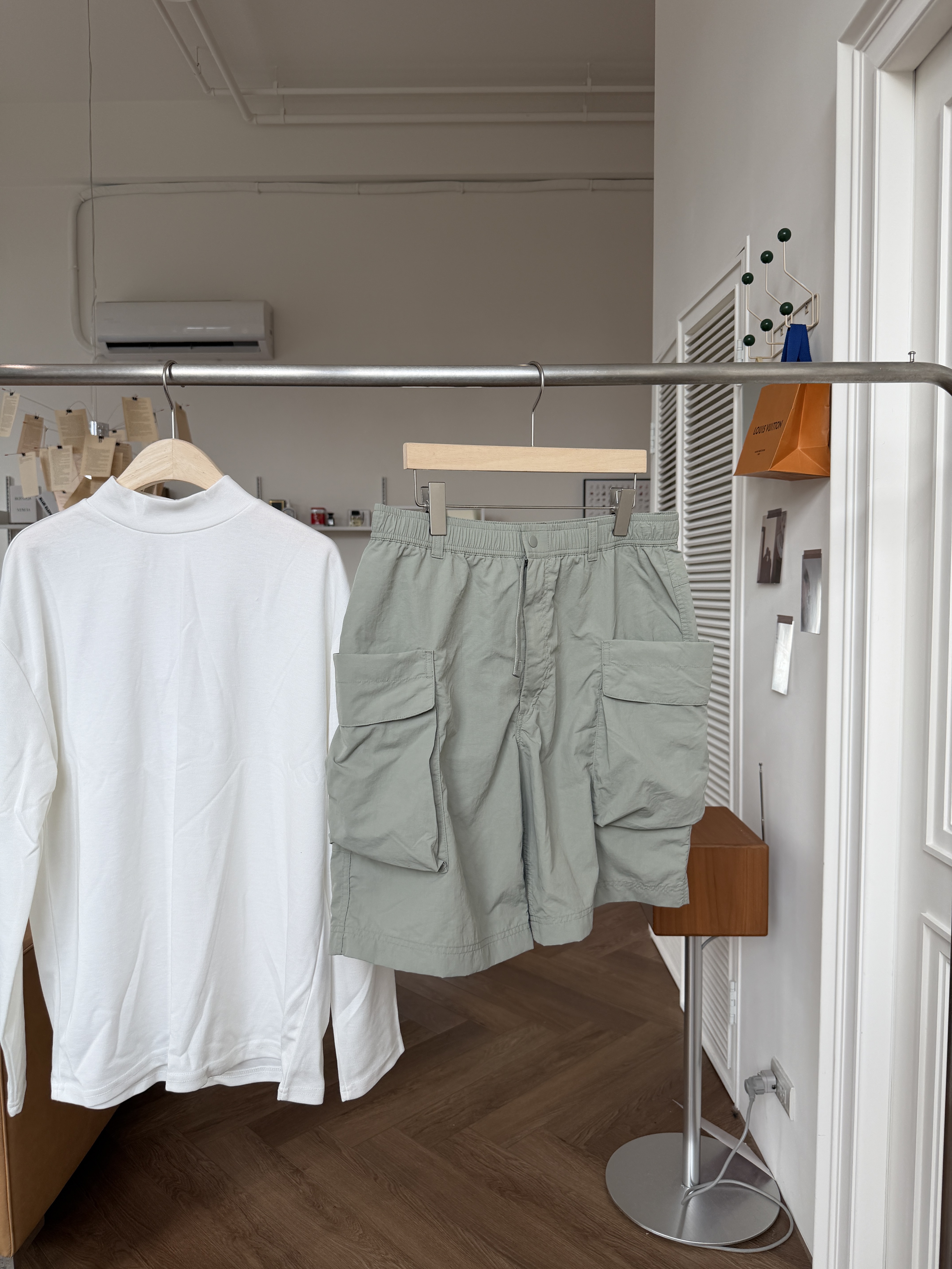 二手衣／ 東大門 多口袋機能短褲 淺綠色