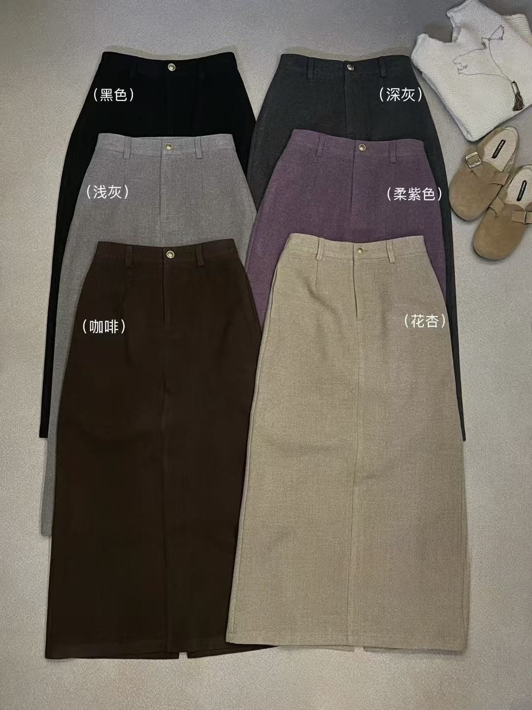 882 簡約羊絨呢直筒裙