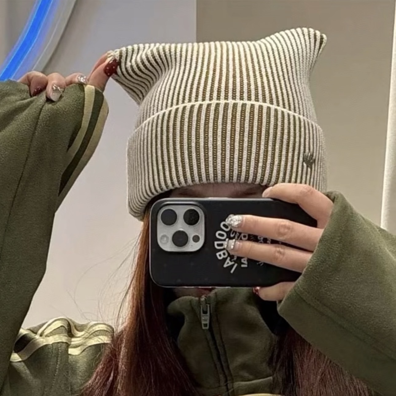 ADIDAS 貓耳毛帽 帽子 愛迪達 兩色 IA8909 IA8910