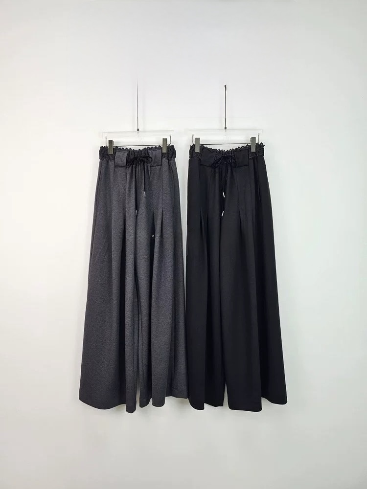 308 正韓蕾絲鬆緊腰落地休閒褲