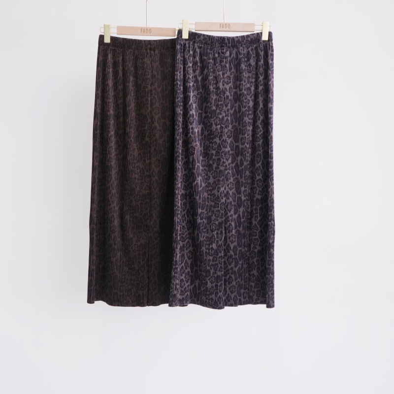 法朵Fado shop｜ 壓褶豹紋🐈針織長裙 4134001 灰/咖啡