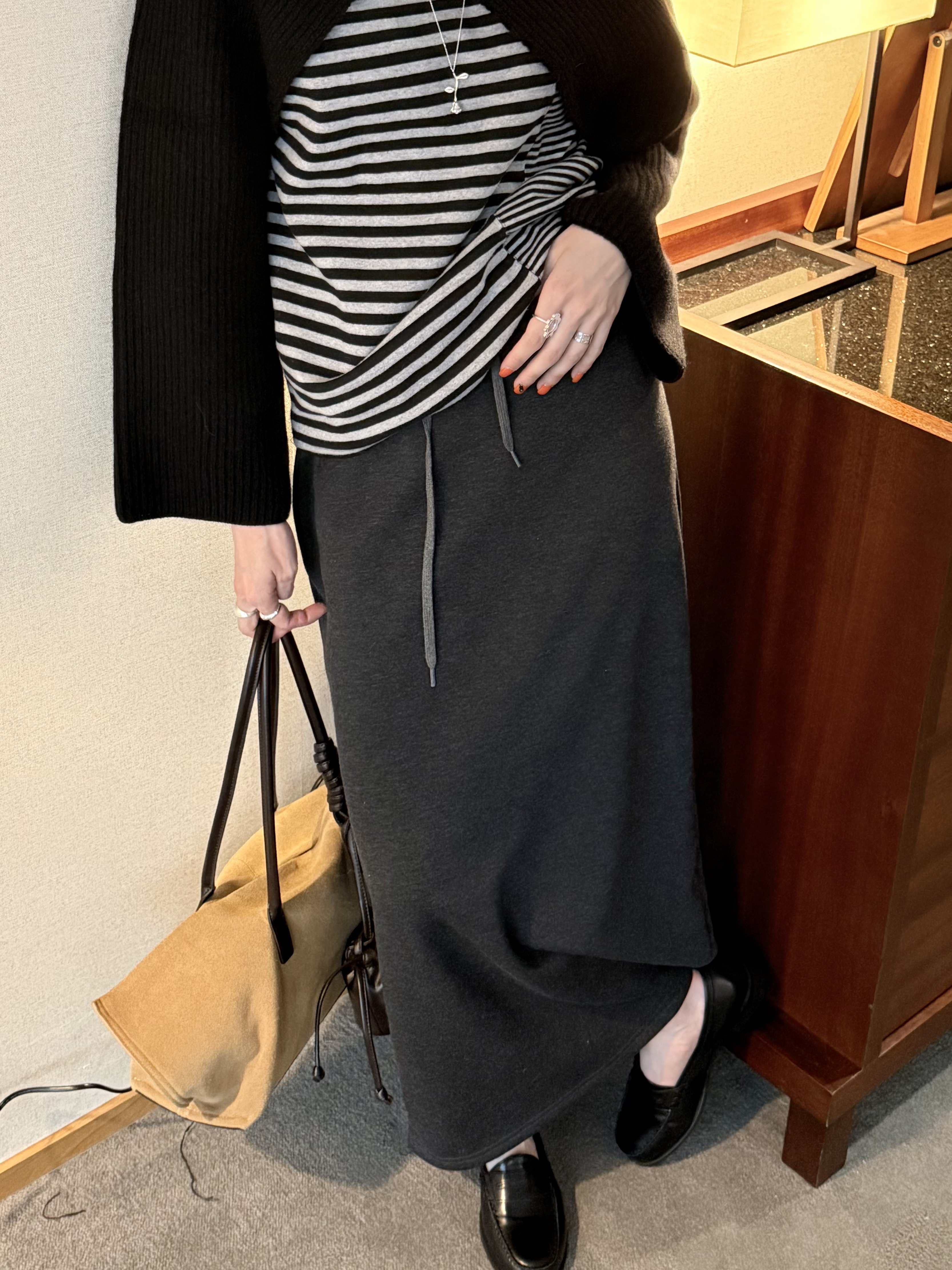 條控必收設計師厚棉衣/3色均碼/黑