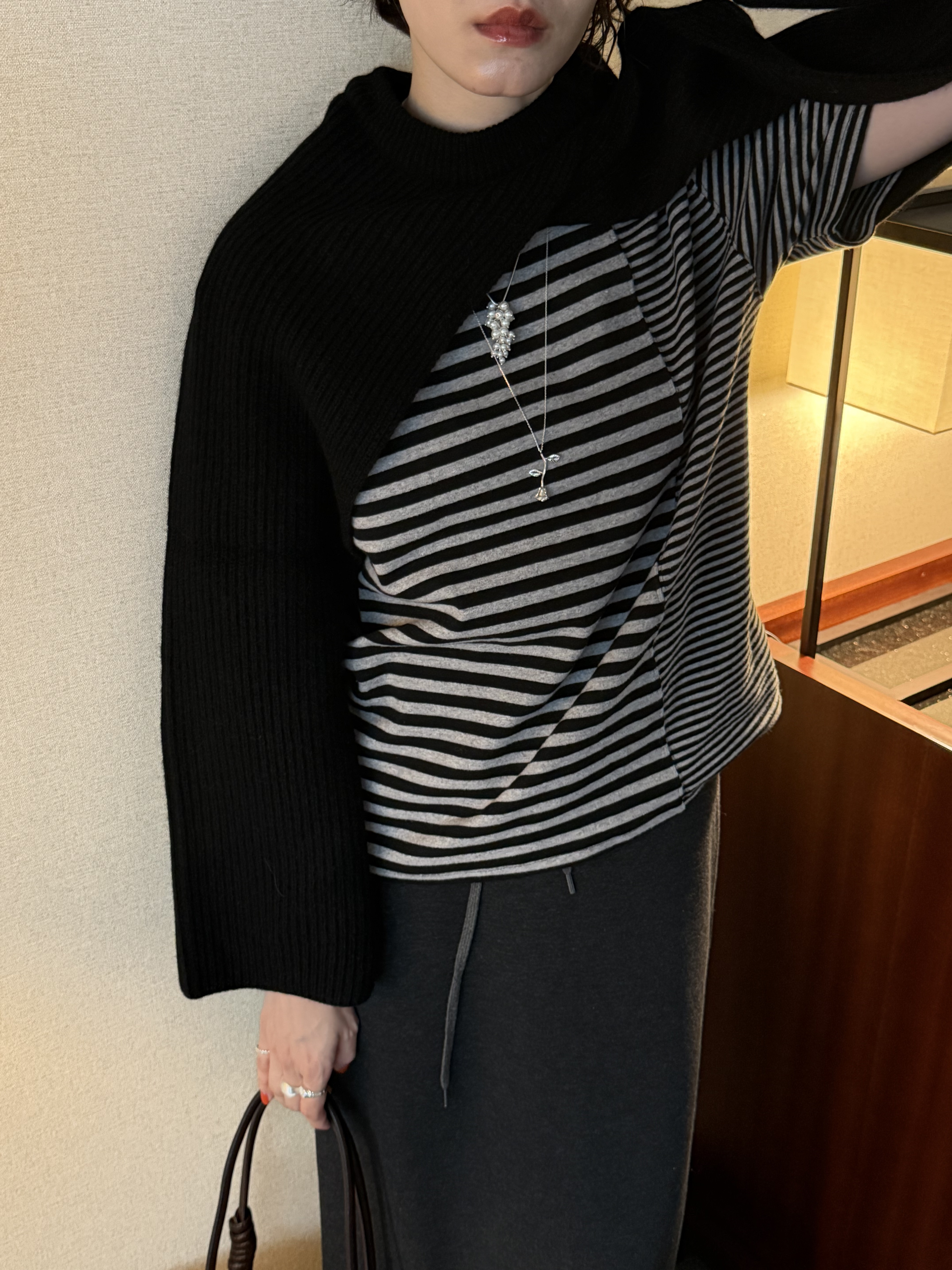 條控必收設計師厚棉衣/3色均碼/黑