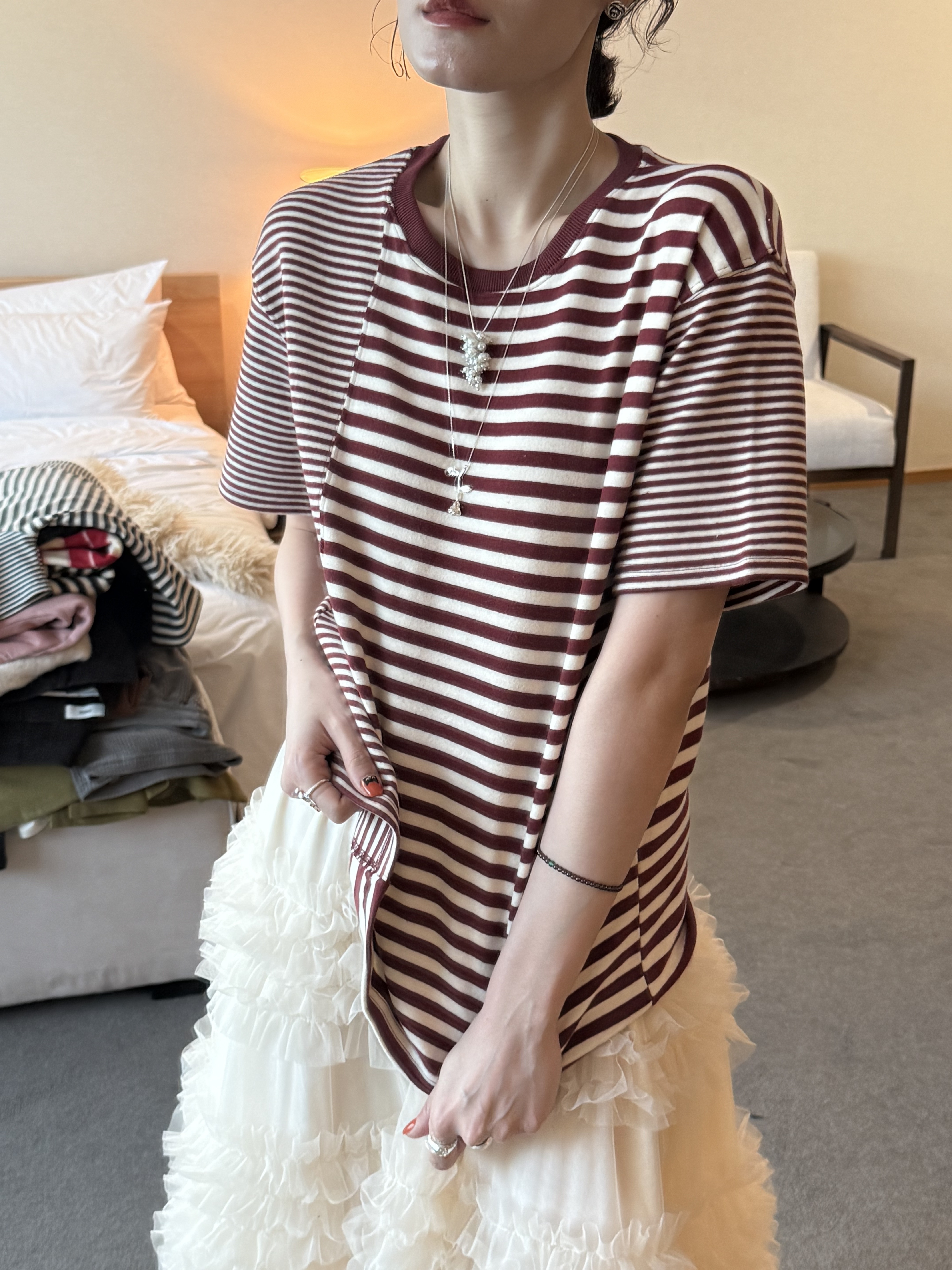 條控必收設計師厚棉衣/3色均碼/紅