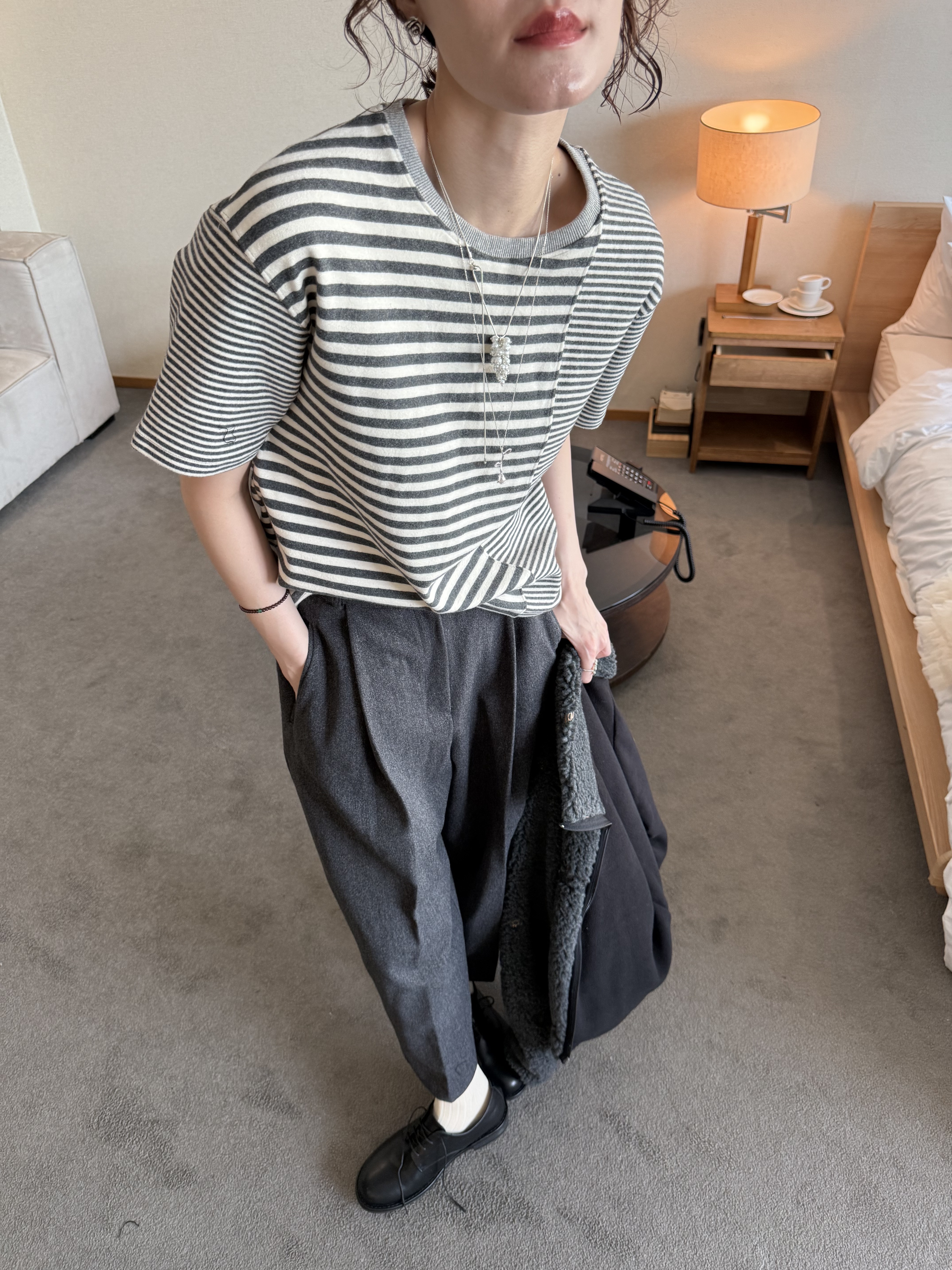 條控必收設計師厚棉衣/3色均碼/灰