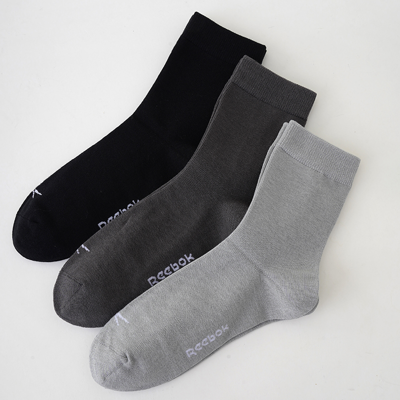 代購-Reebok 加厚高彈減震吸濕排汗 純色 長襪 六雙入