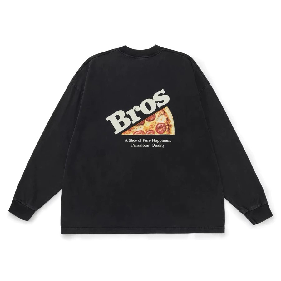 Broshood 披薩直噴印花圓領長袖Tee