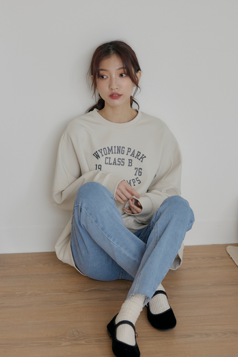 休閒字母長版棉質上衣