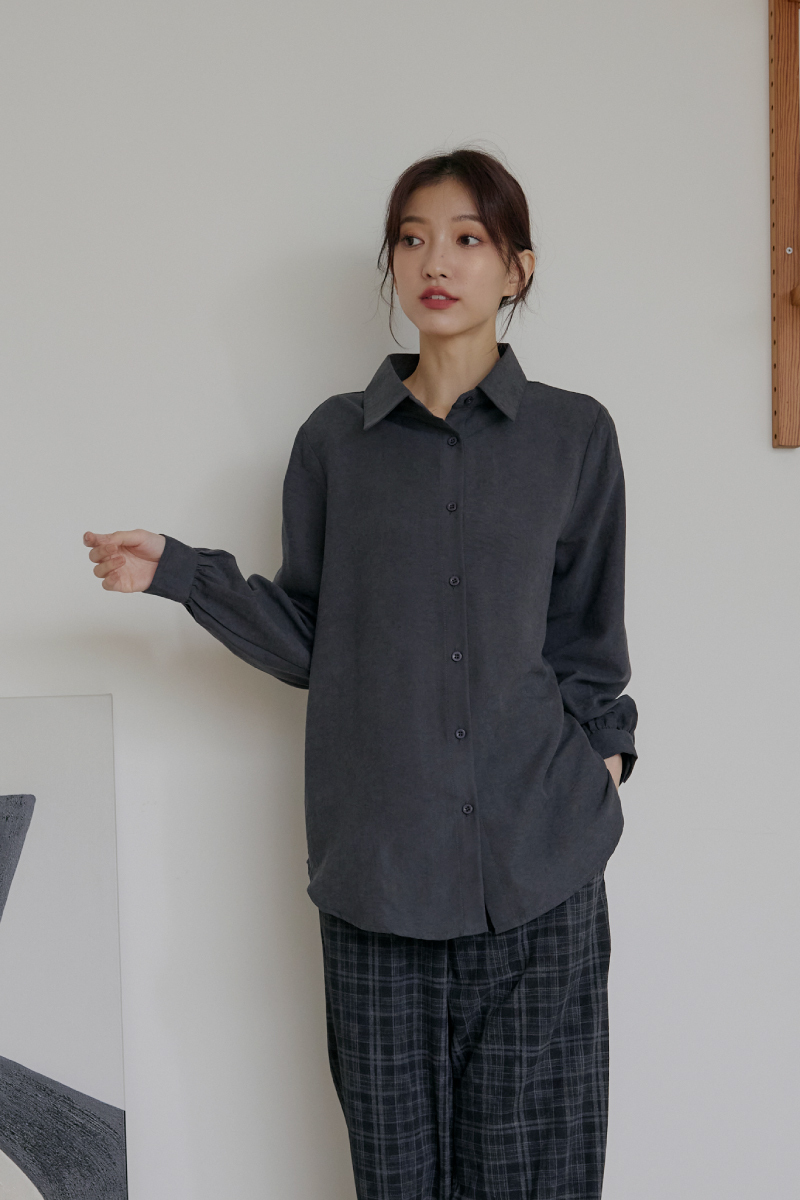 多色素面寬鬆襯衫