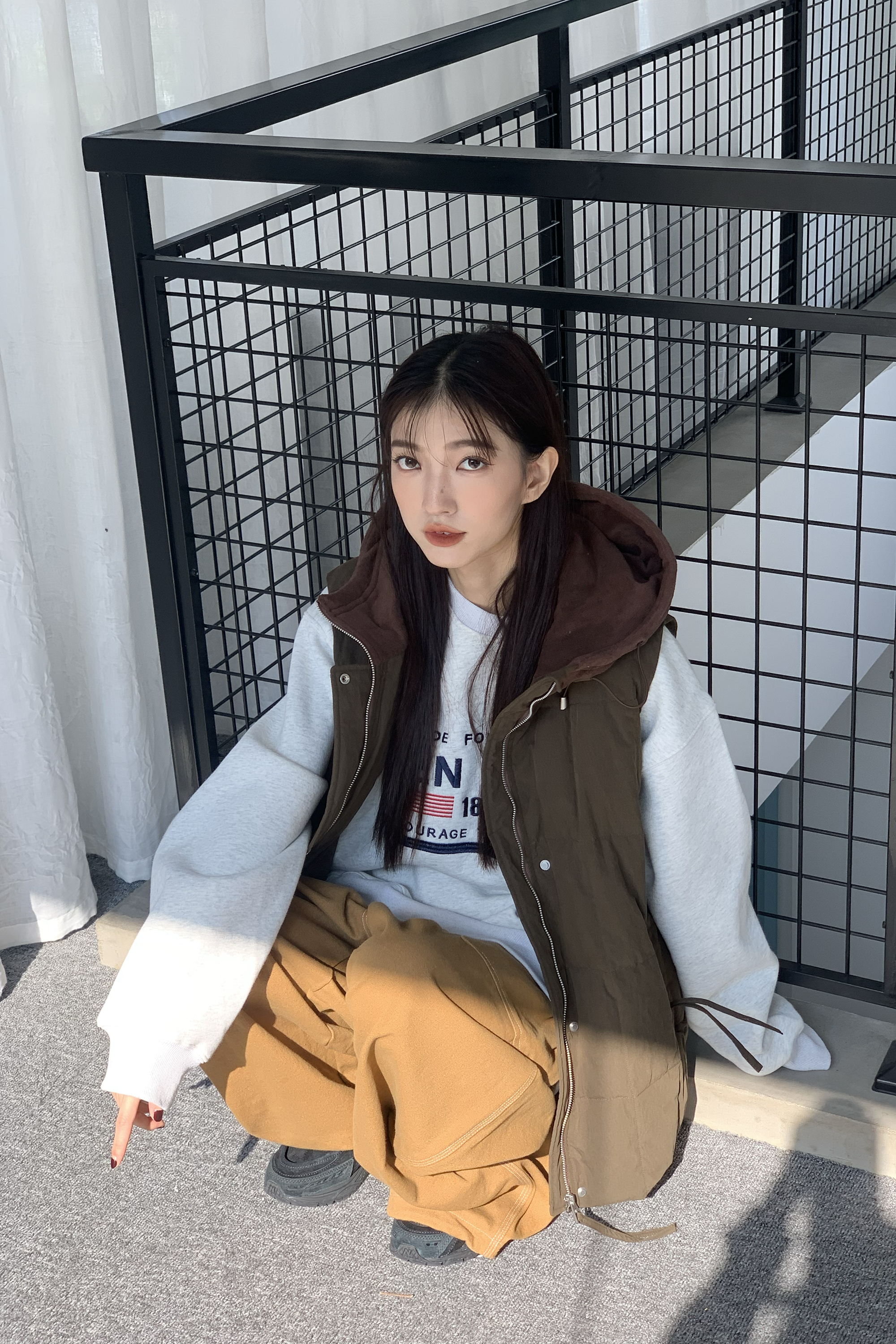 暖暖拼接色連帽背心 3色