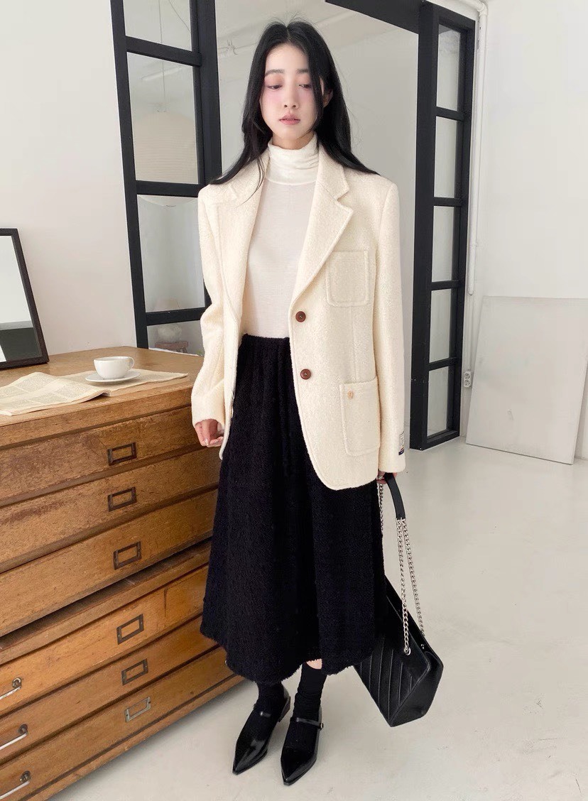 BOHEME 甜美立體羊毛保暖裙